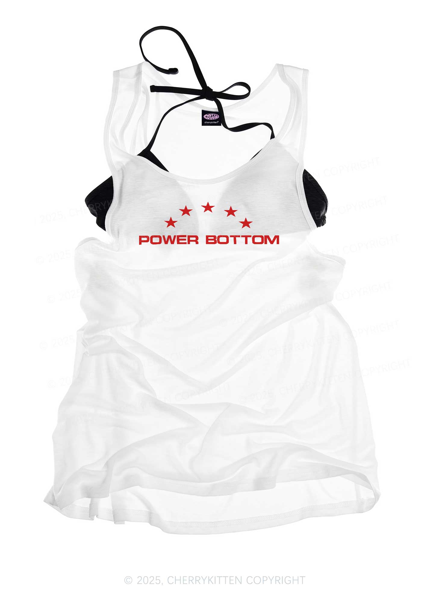 Power Bottom Pride Y2K Sheer Boyfriend Tank Cherrykitten