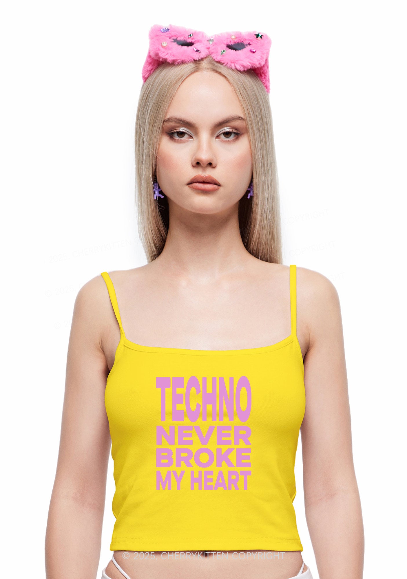 Techno Heart Y2K Spaghetti Strap Cami Cherrykitten