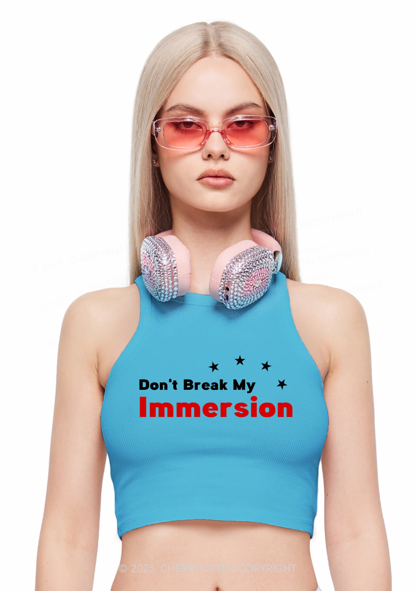 Dont Break My Immersion Y2K Crop Tank Top Cherrykitten