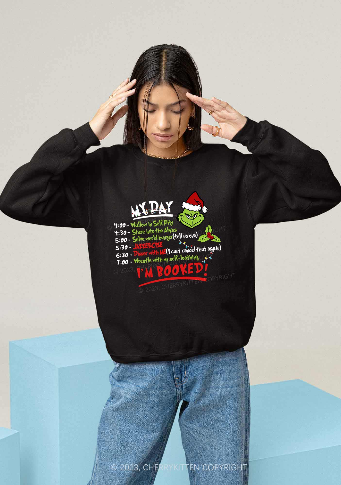 My Day I'm Booked Christmas Y2K Sweatshirt Cherrykitten