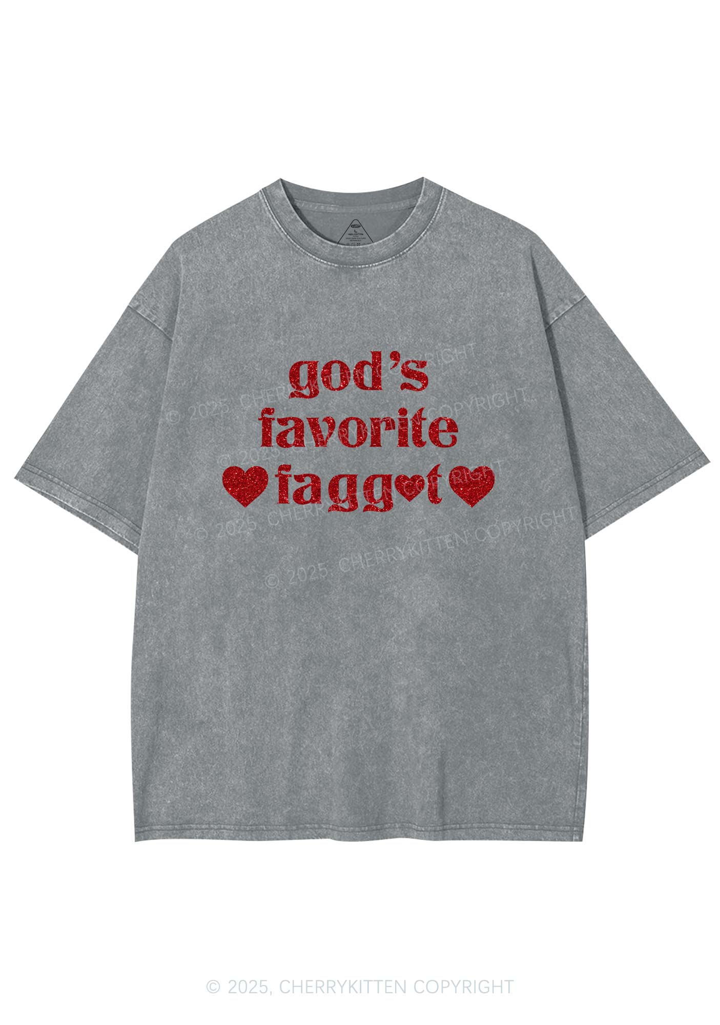 Glitter Gods Favorite Faggot Pride Y2K Shirts Washed Tee Cherrykitten