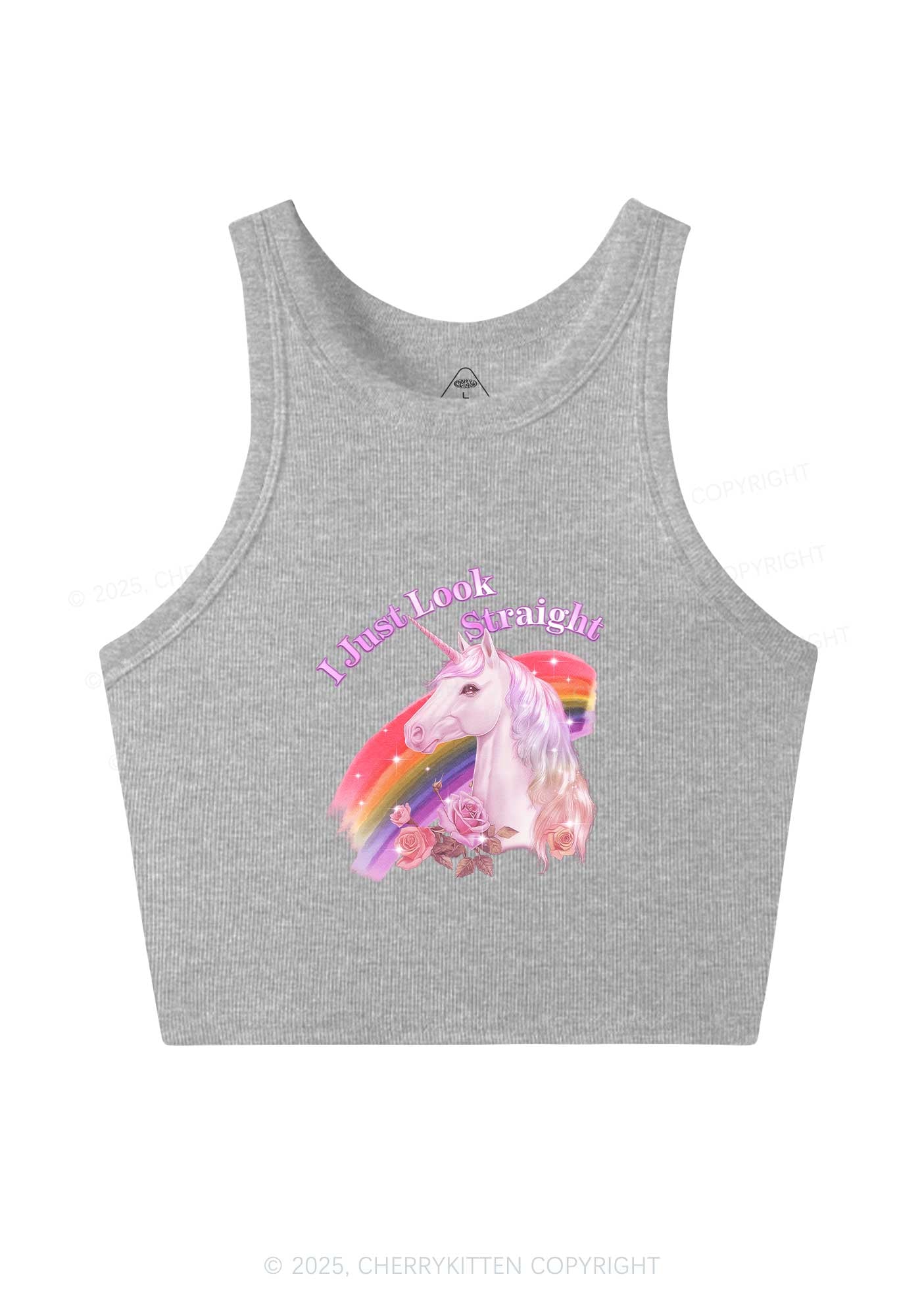 Look Straight Unicorn Pride Y2K Crop Tank Top Cherrykitten