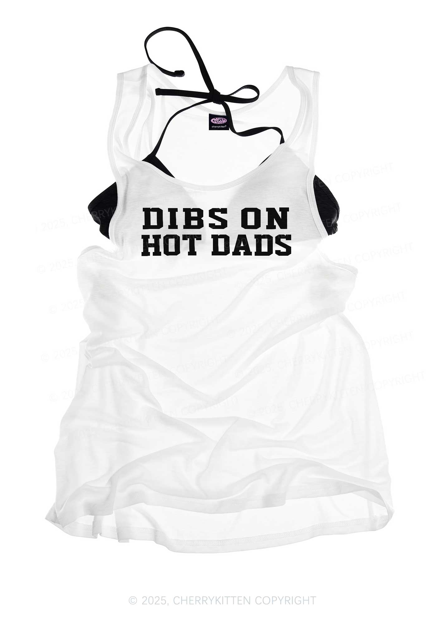 Dibs On Hot Dads Y2K Sheer Boyfriend Tank Cherrykitten
