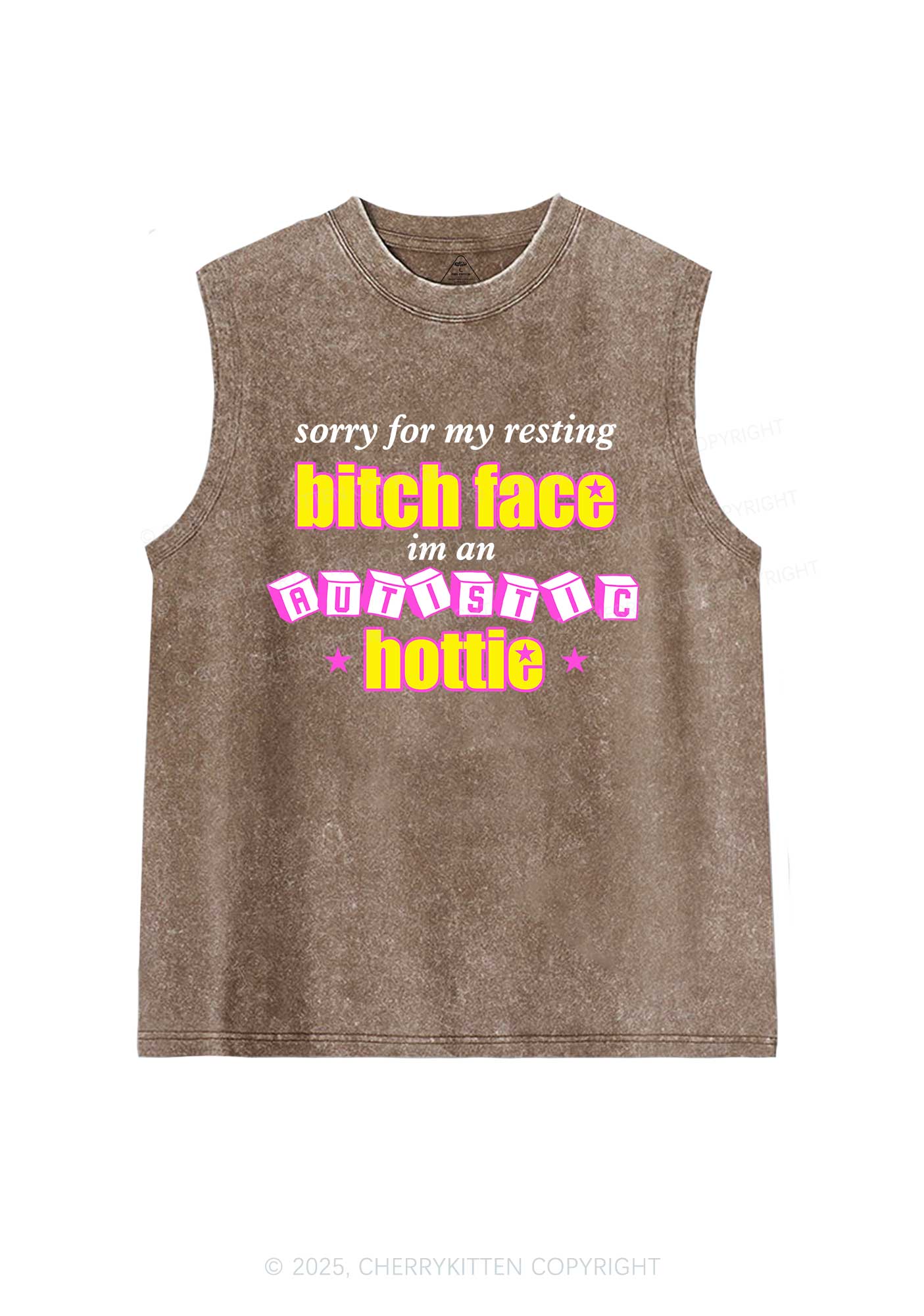 Autistic Hottie Y2K Washed Muscle Tank Cherrykitten