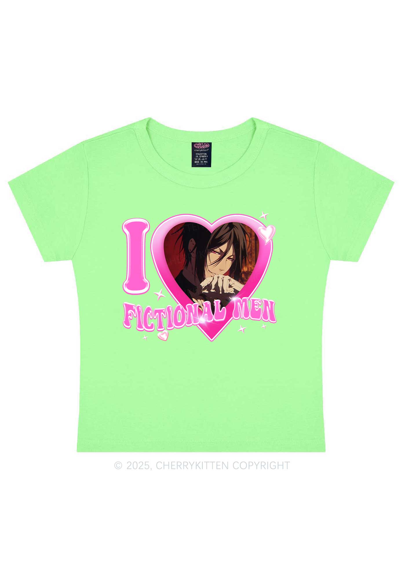 Custom I Love Fictional Men Y2K Baby Tee Cherrykitten