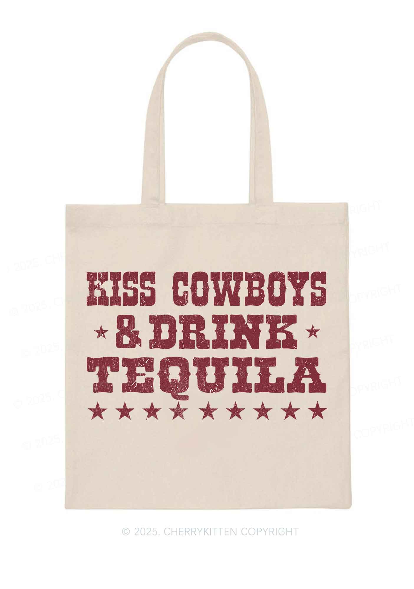 Kiss Cowboys Y2K Canvas Tote Bag Cherrykitten