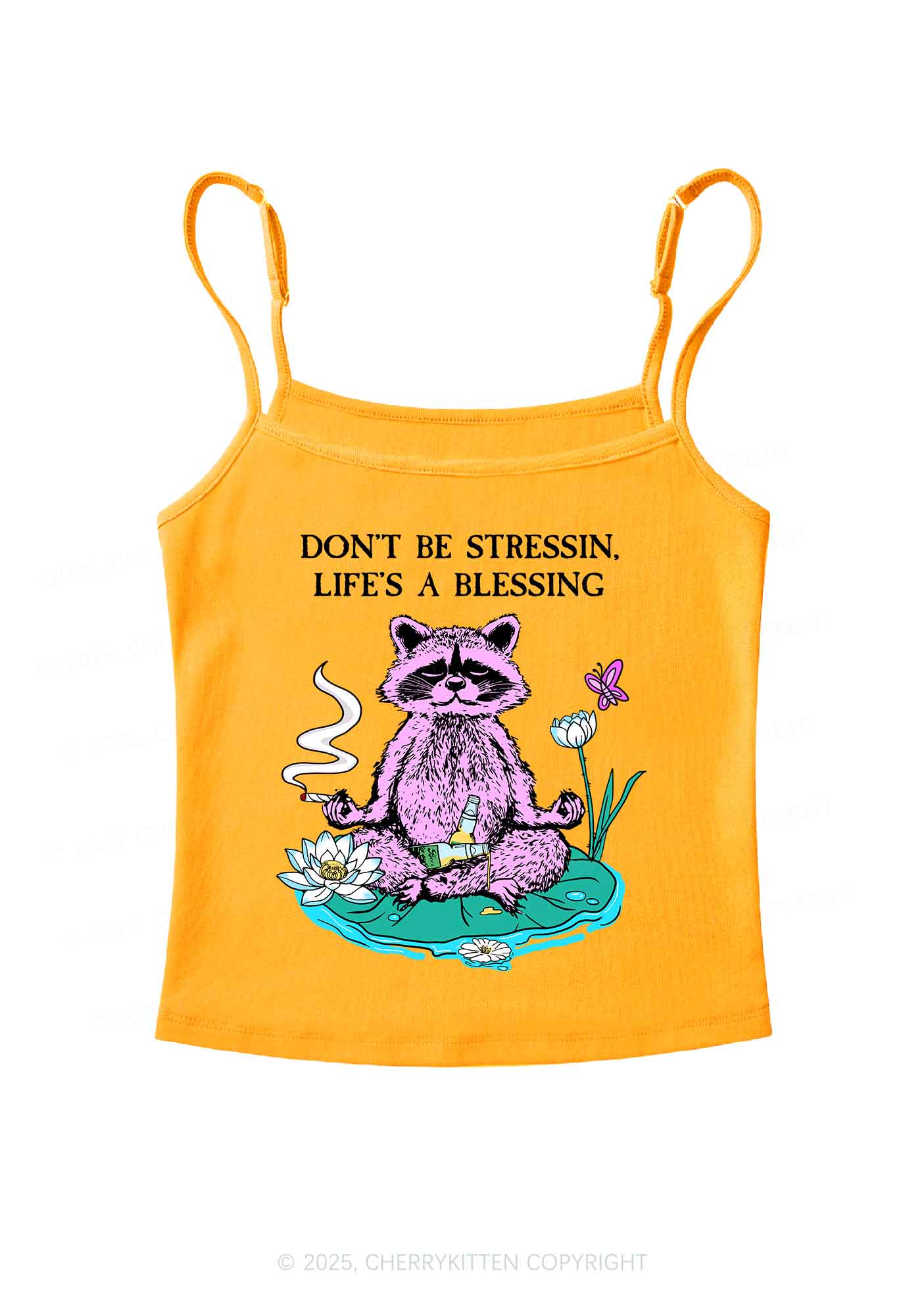Dont Stress Raccoon Y2K Spaghetti Strap Cami Cherrykitten