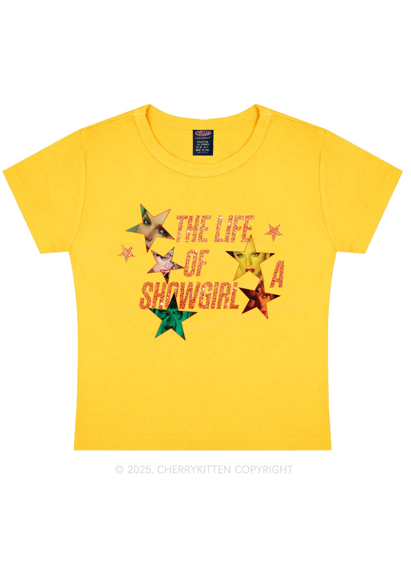 Star TS Photo Y2K Baby Tee Cherrykitten