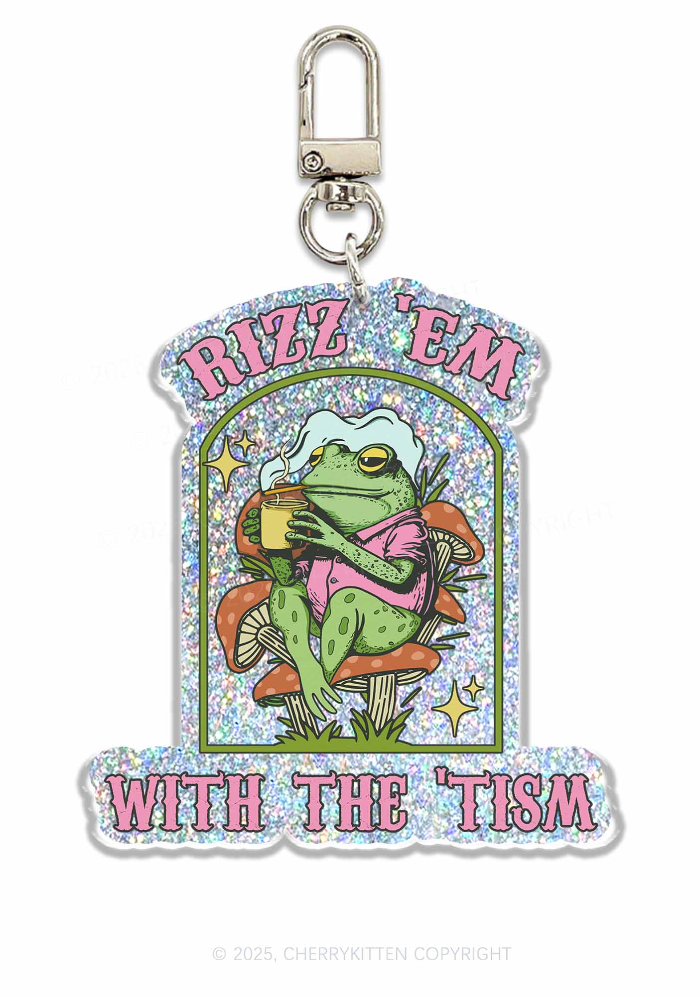 Tism Rizz Frog 1Pc Y2K Glitter Keychain Cherrykitten
