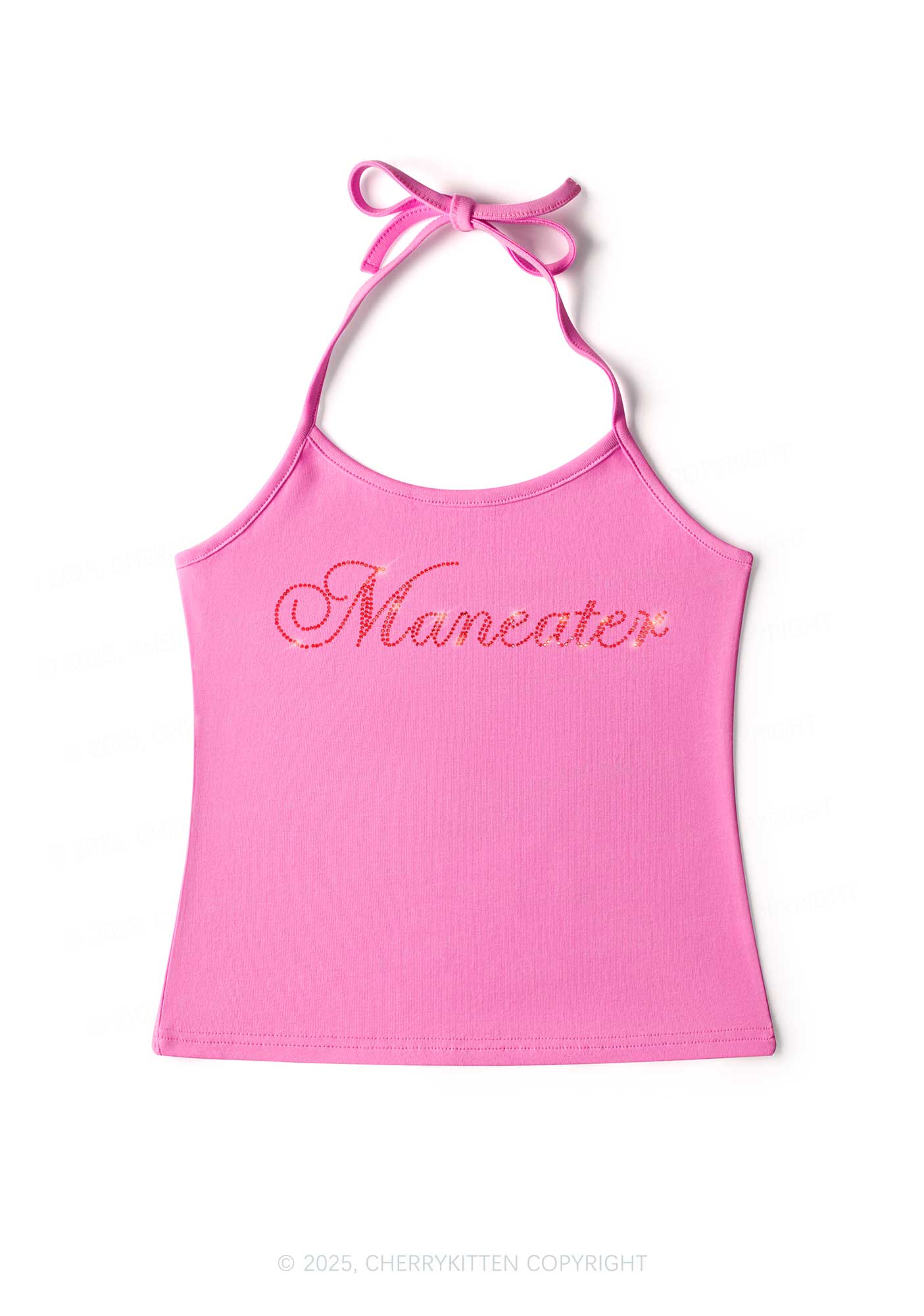 Rhinestone Maneater Y2K Halter Neck Cami Cherrykitten