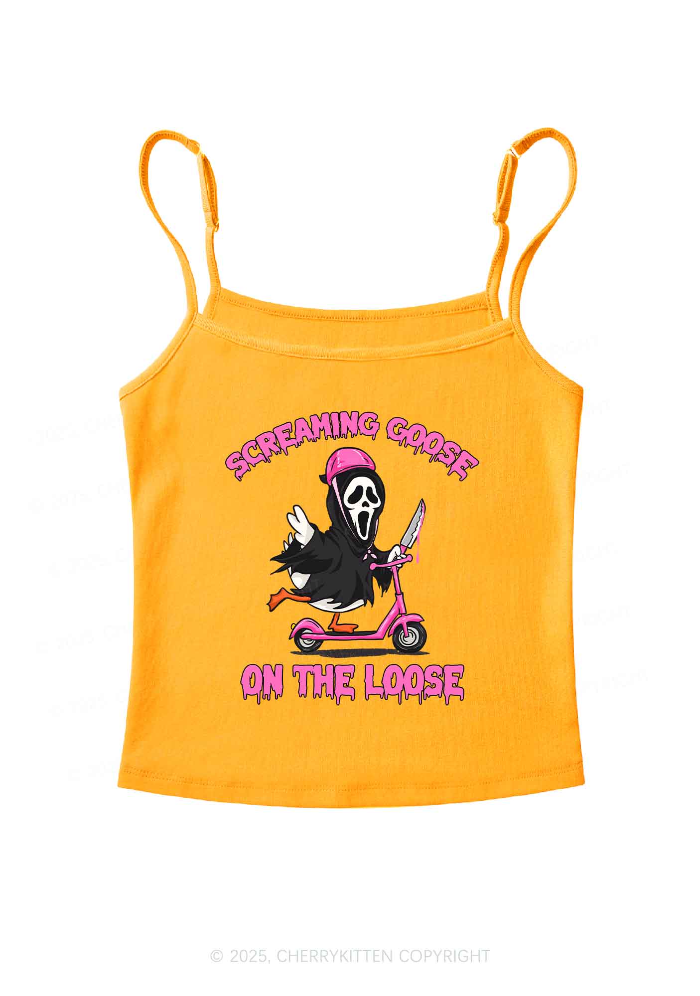 Halloween Screaming Goose On Loose Y2K Spaghetti Strap Cami Cherrykitten