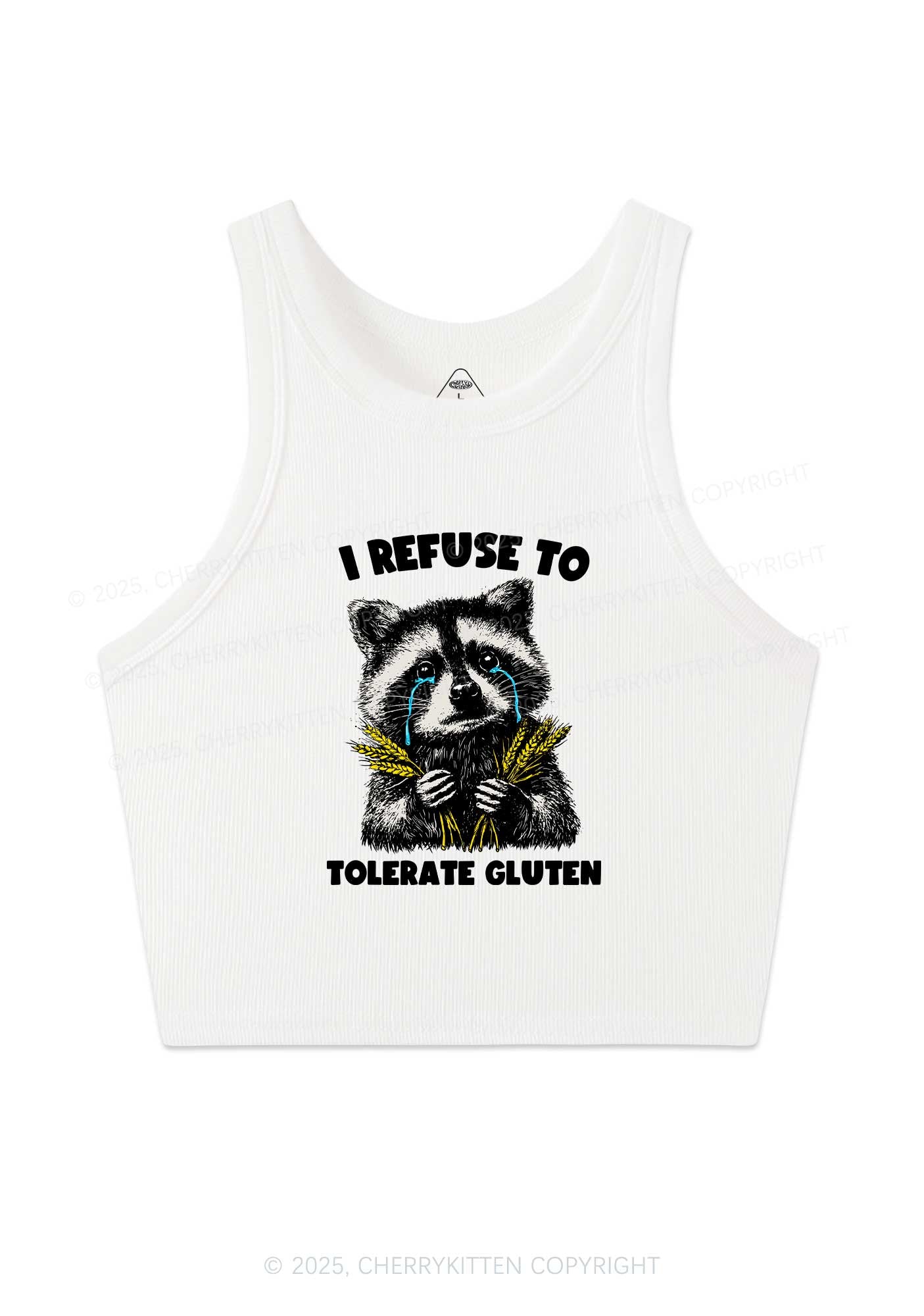 Refuse To Tolerate Gluten Y2K Crop Tank Top Cherrykitten