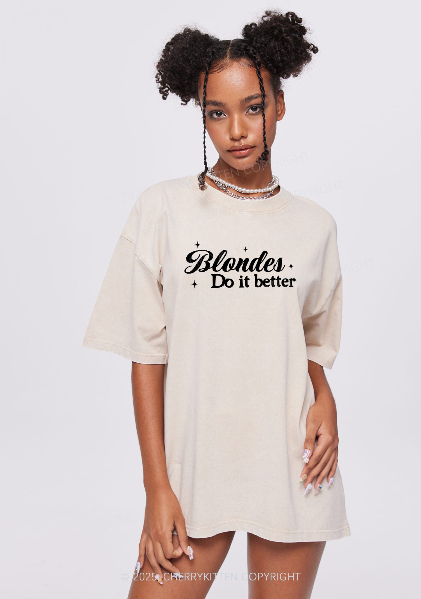 Blondes Do It Better Y2K Shirts Washed Tee Cherrykitten