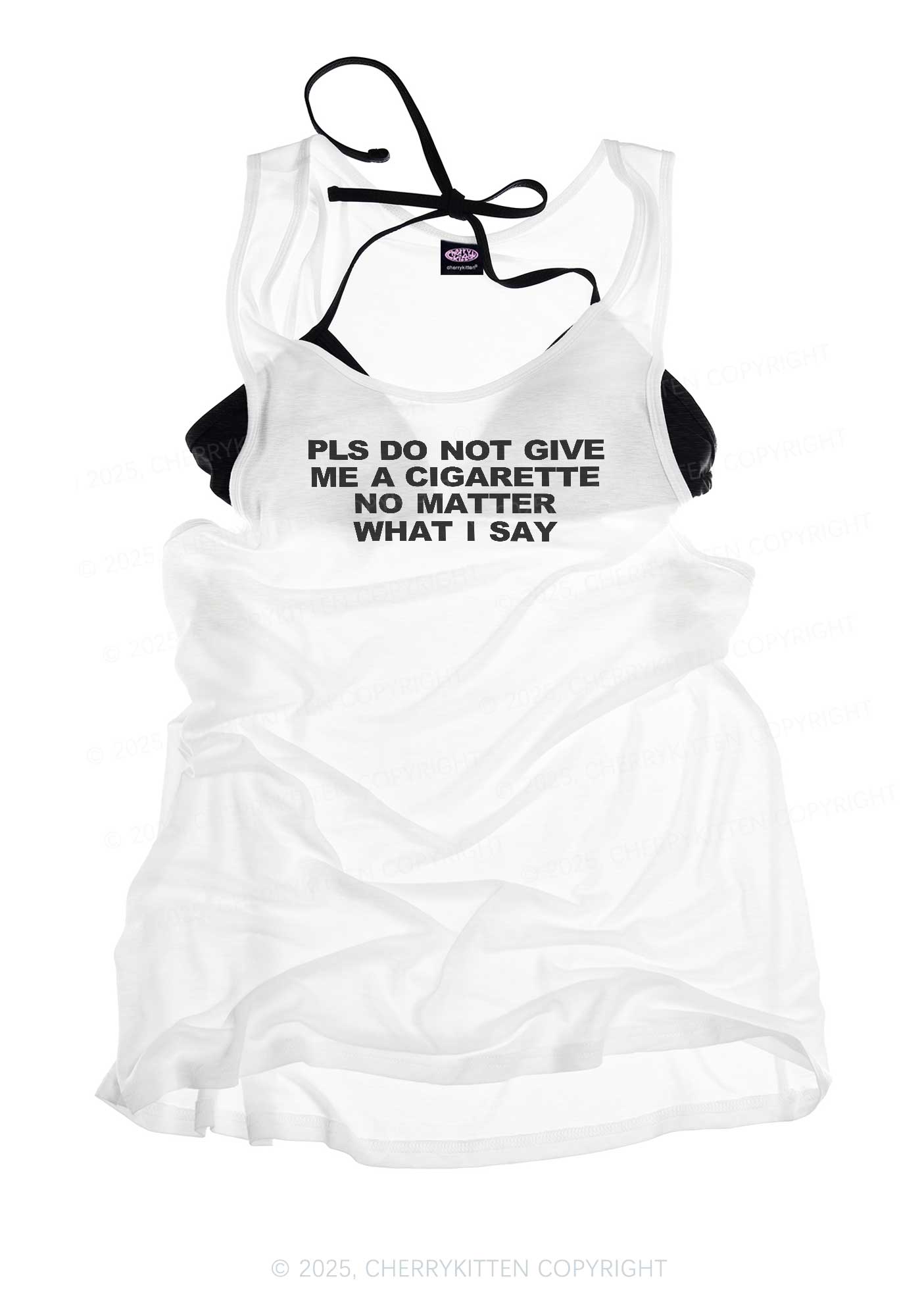 Don't Give Me Cigarette Y2K Sheer Boyfriend Tank Cherrykitten