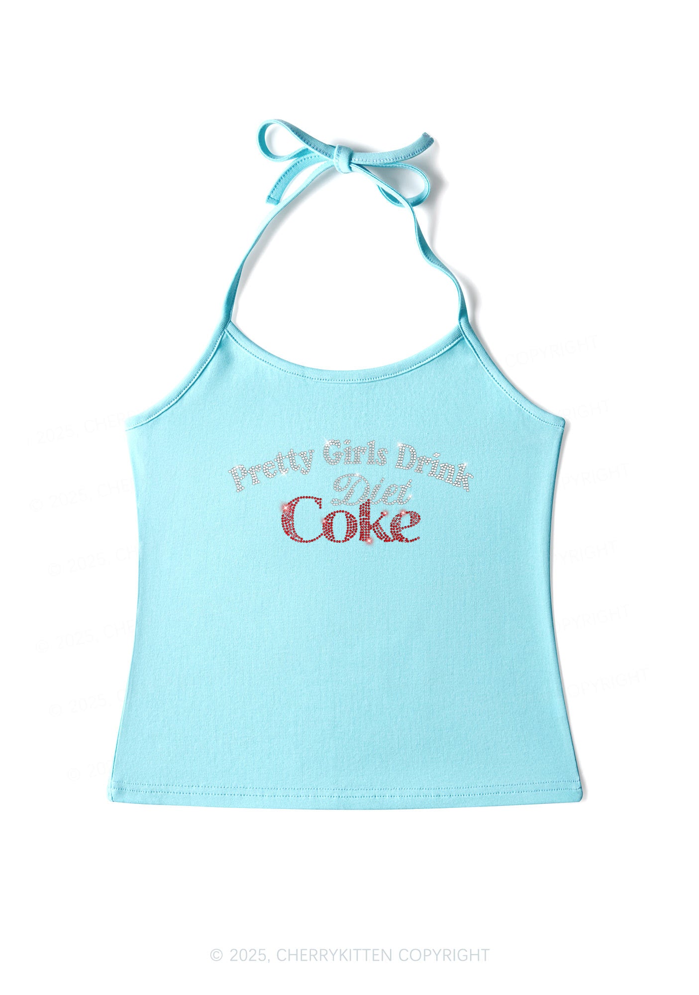 Rhinestone Pretty Girls Drink Diet Coke Y2K Halter Neck Cami Cherrykitten