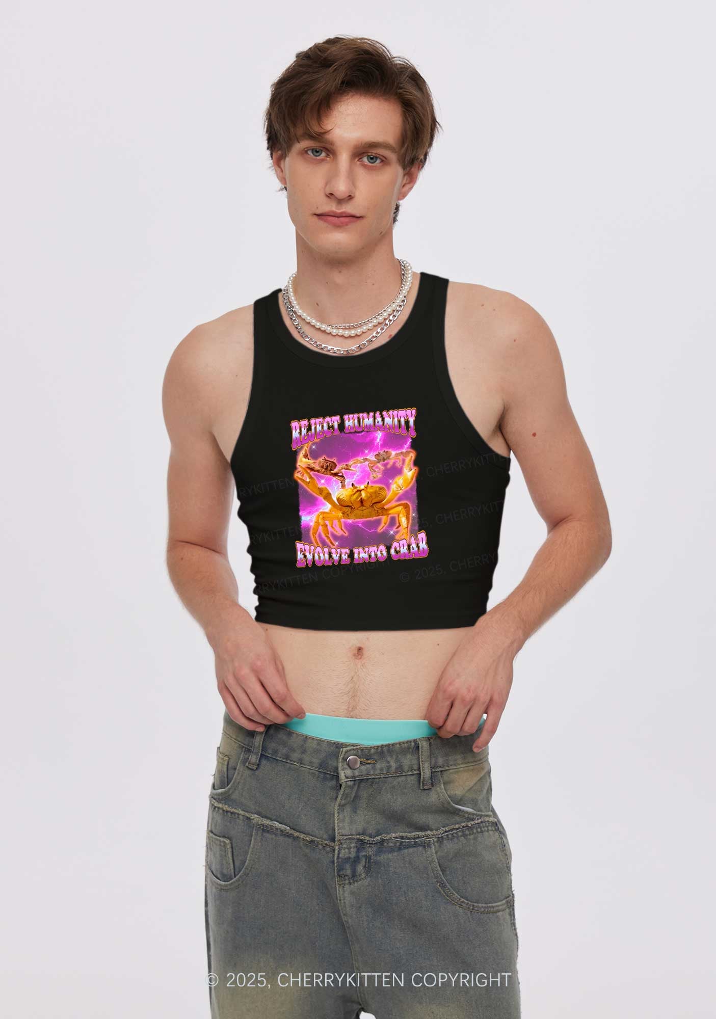 Reject Humanity Crab Y2K Crop Tank Top Cherrykitten