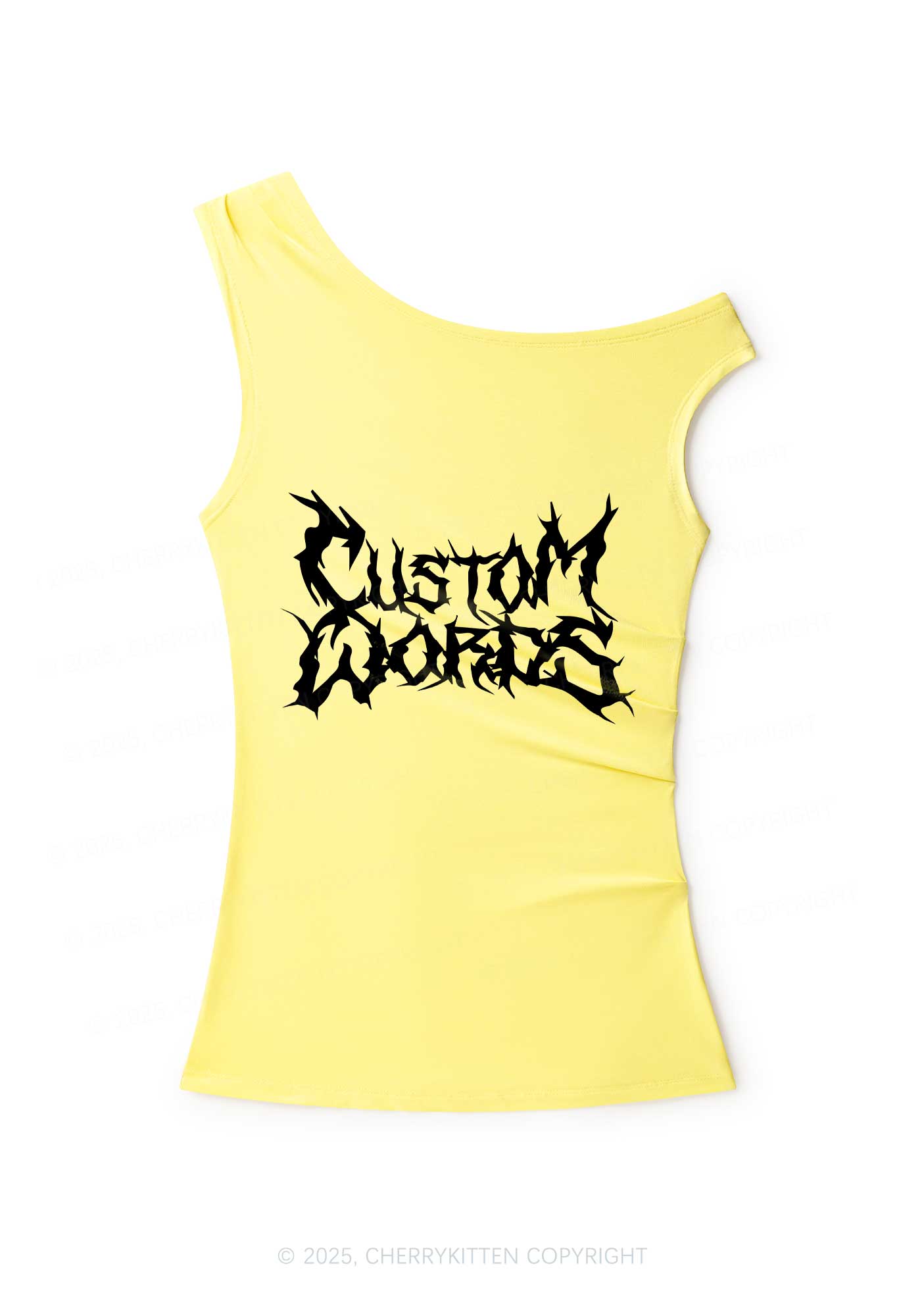 Custom Punk Words Y2K Off Shoulder Tank Top Cherrykitten