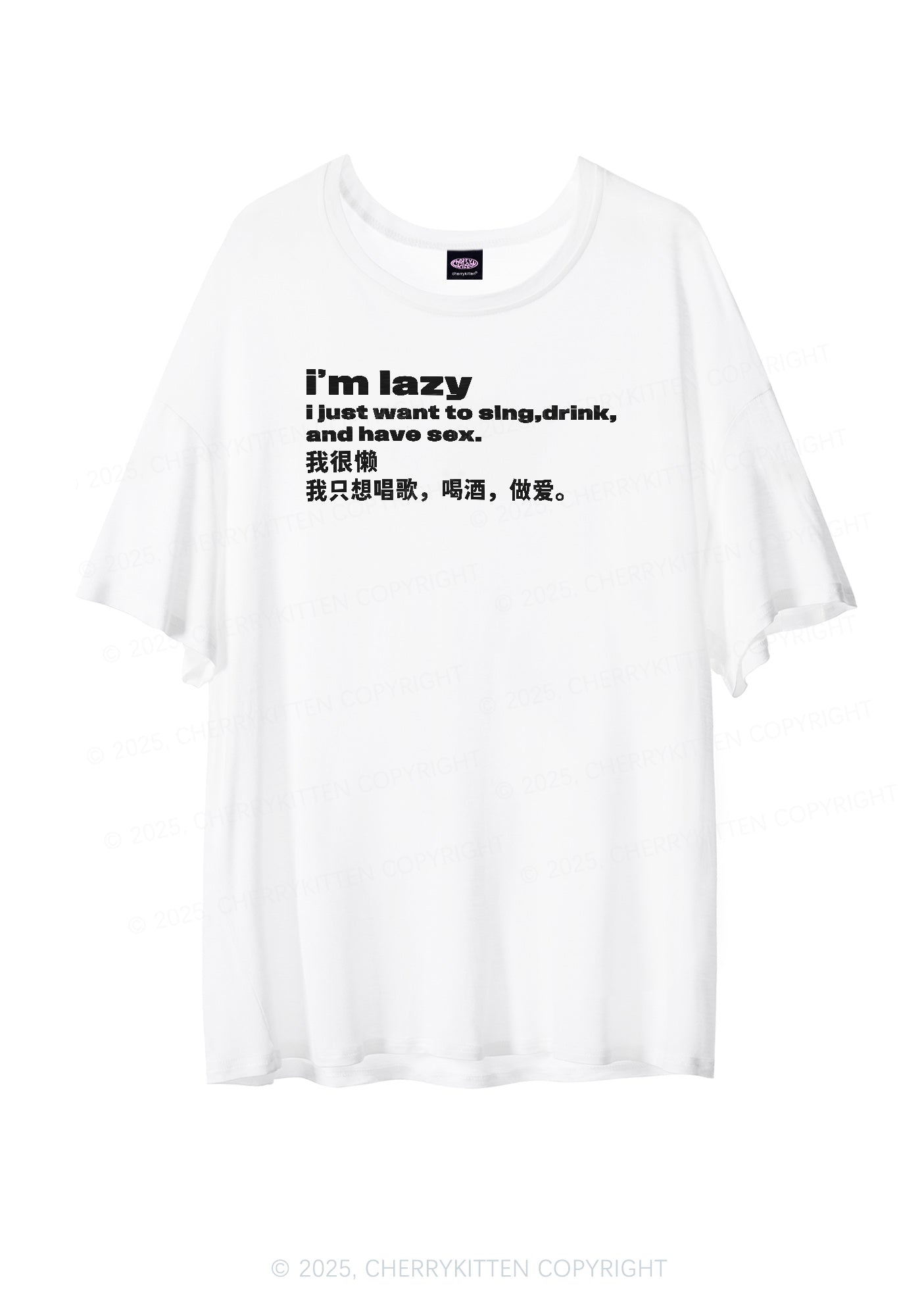 Im Lazy Y2K Sheer Boyfriend Tee Cherrykitten