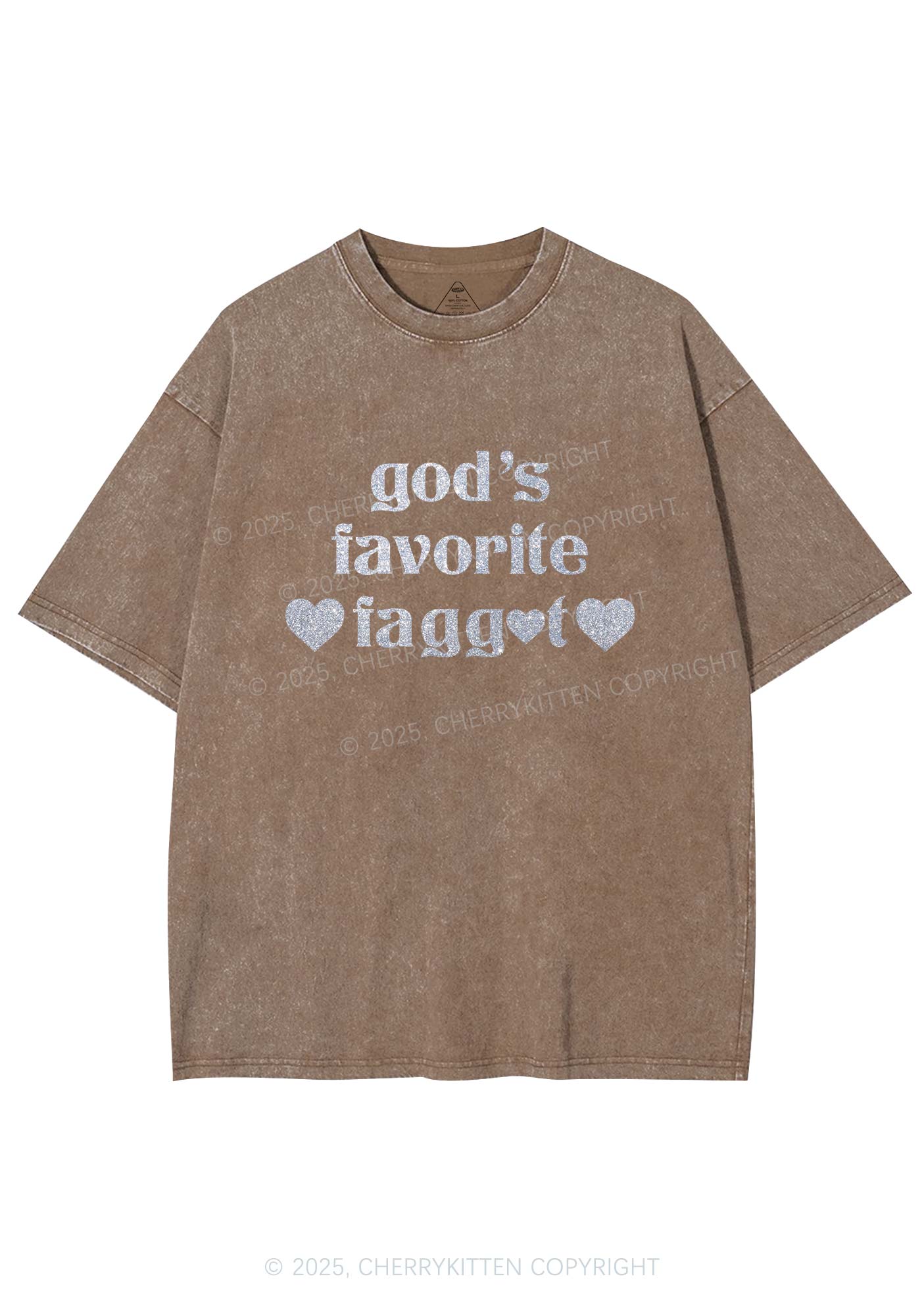 Glitter Gods Favorite Faggot Pride Y2K Shirts Washed Tee Cherrykitten