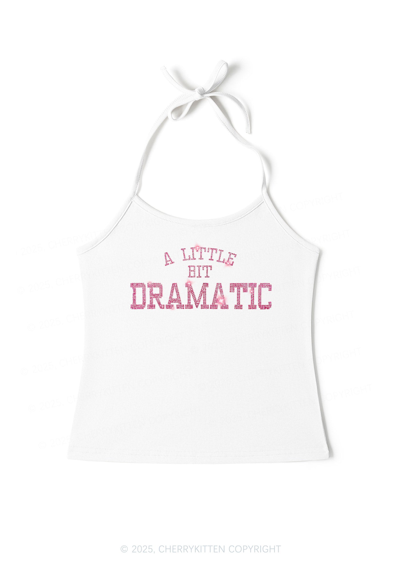 Rhinestone A Little Bit Dramatic Y2K Halter Neck Cami Cherrykitten