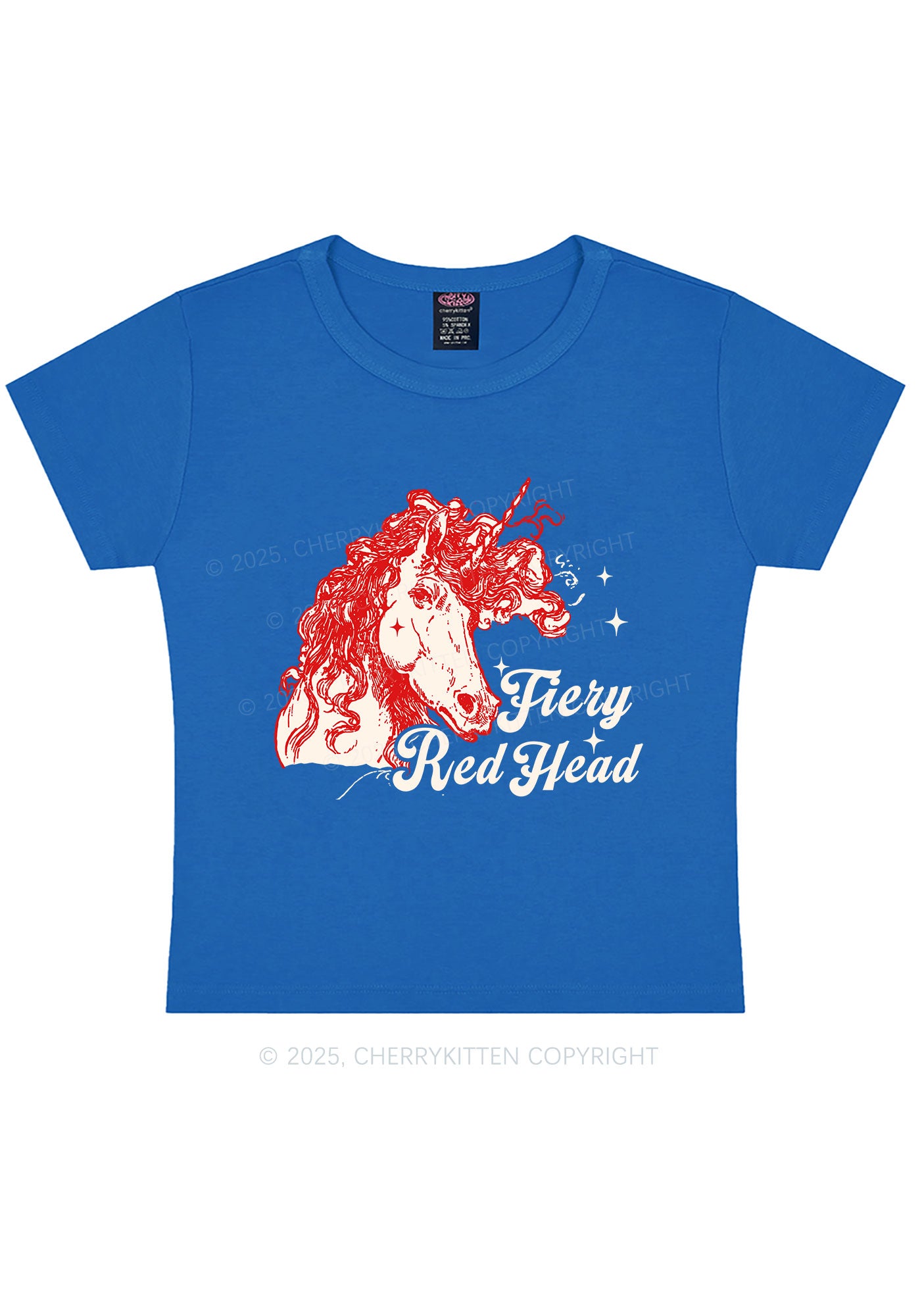 Fiery Red Head Y2K Baby Tee Cherrykitten