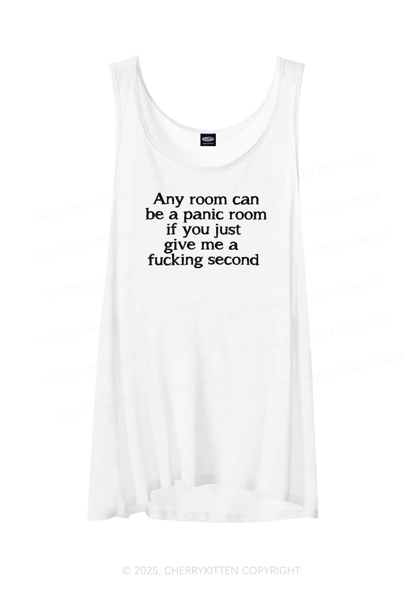 Any Room Can Be Panic Y2K Sheer Boyfriend Tank Cherrykitten