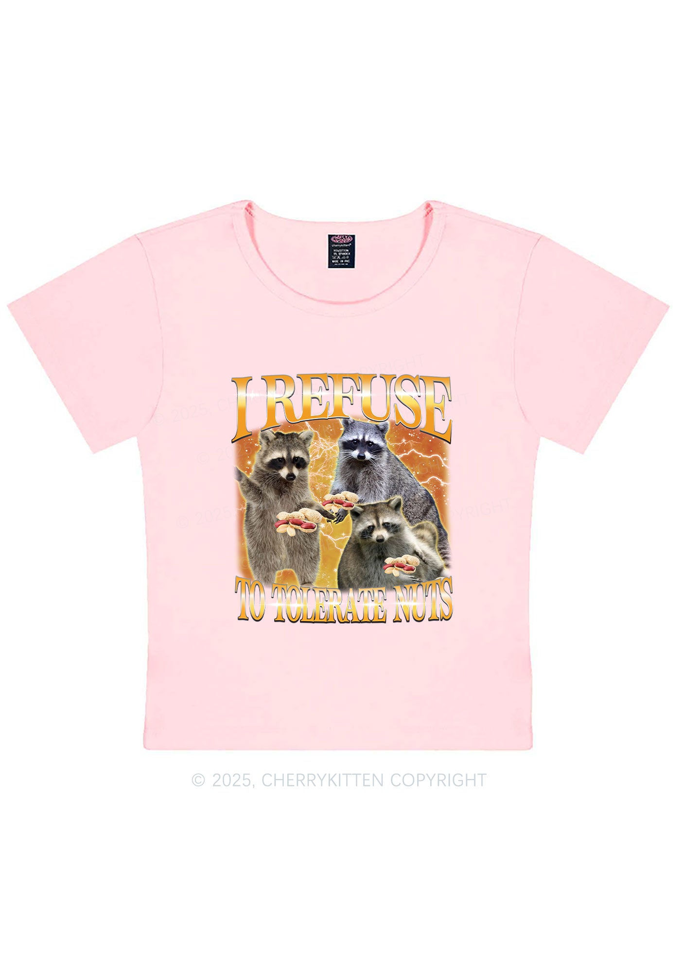 Retro Raccoon Nuts Y2K Baby Tee Cherrykitten