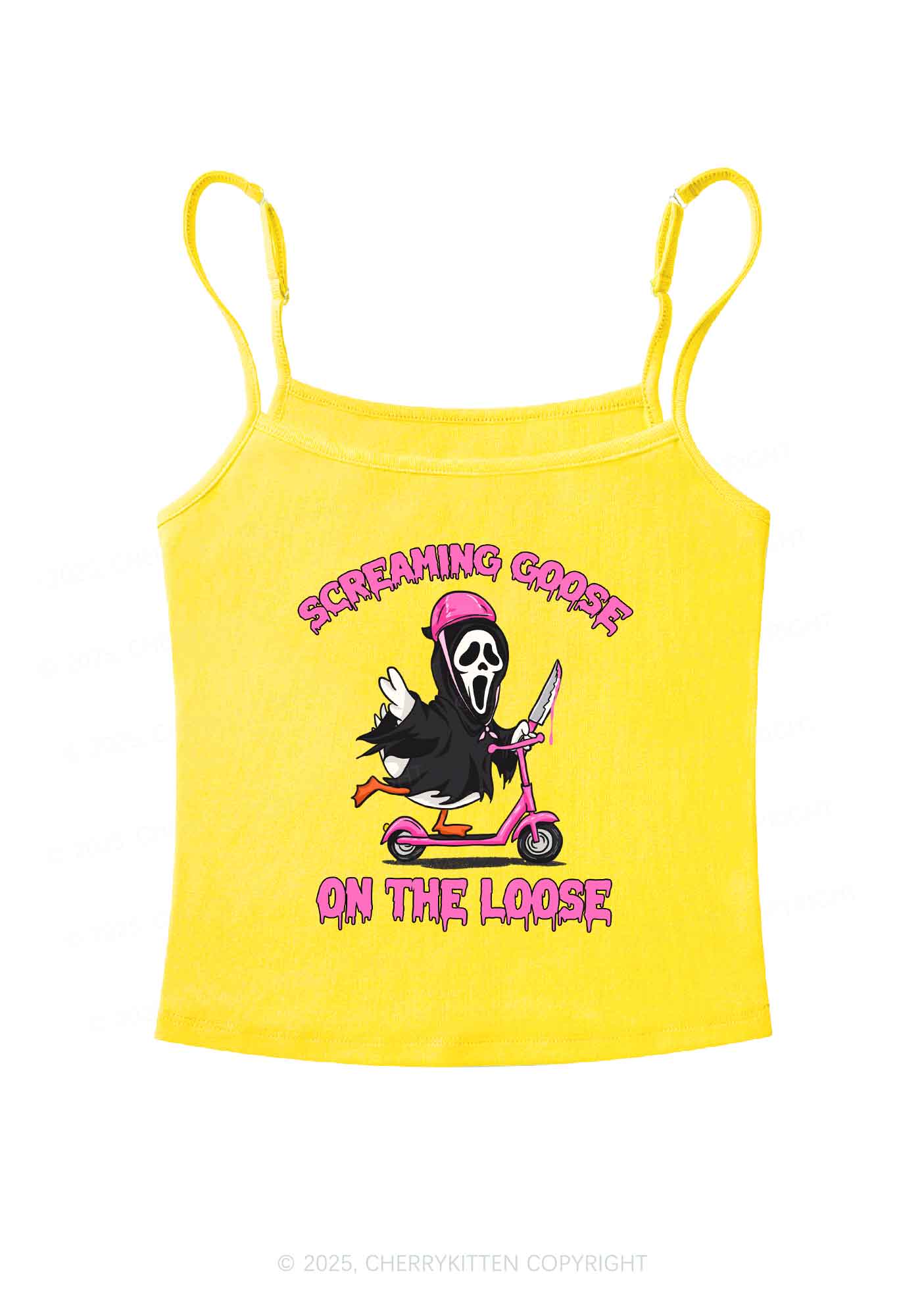 Halloween Screaming Goose On Loose Y2K Spaghetti Strap Cami Cherrykitten