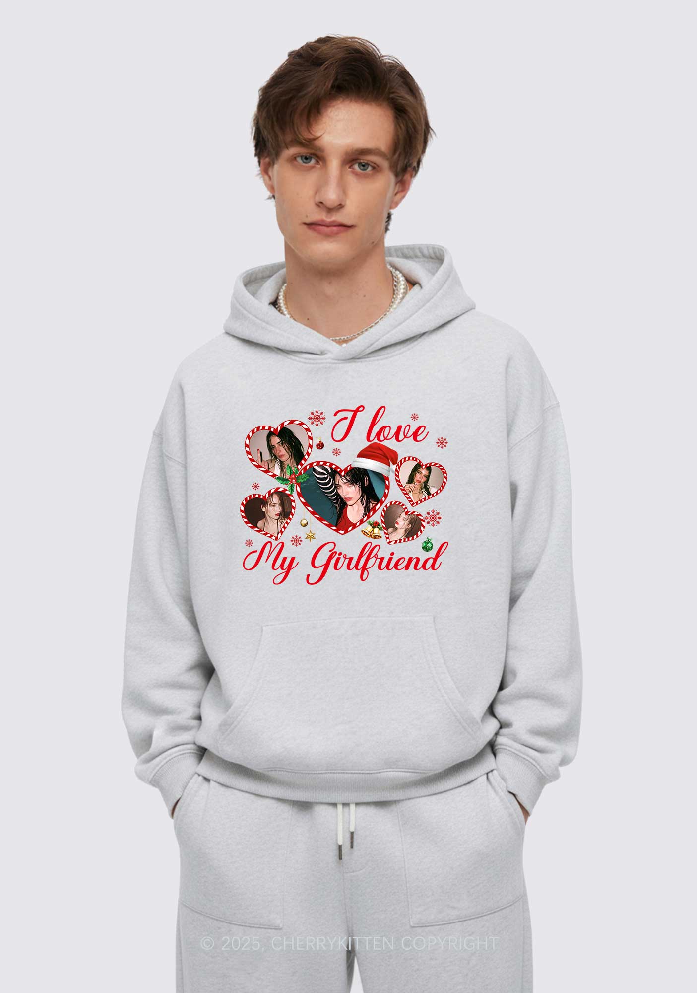 Custom Christmas I Love My GF Y2K Fleece Hoodie Set Cherrykitten
