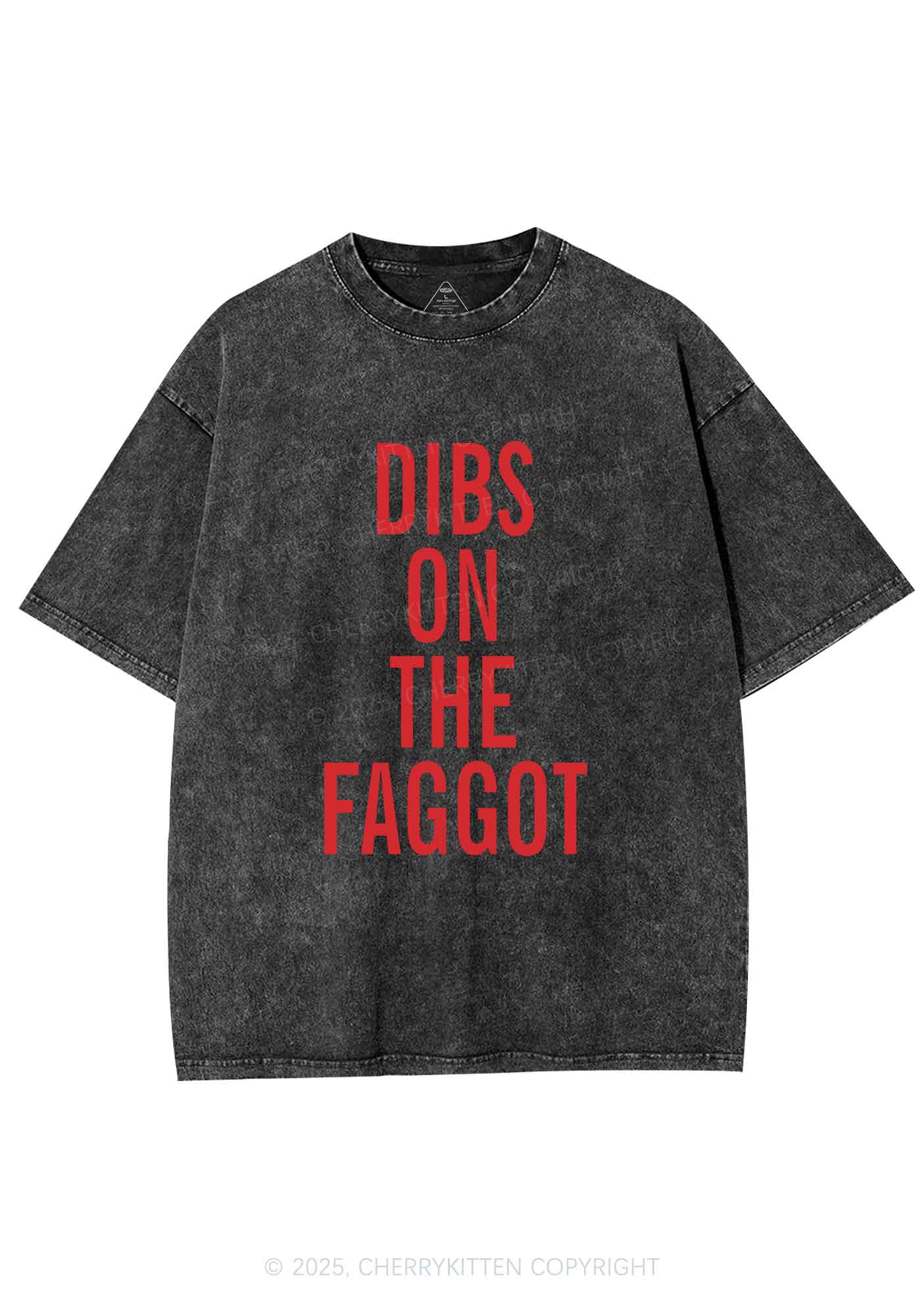 Dibs On The Faggot Pride Y2K Shirts Washed Tee Cherrykitten