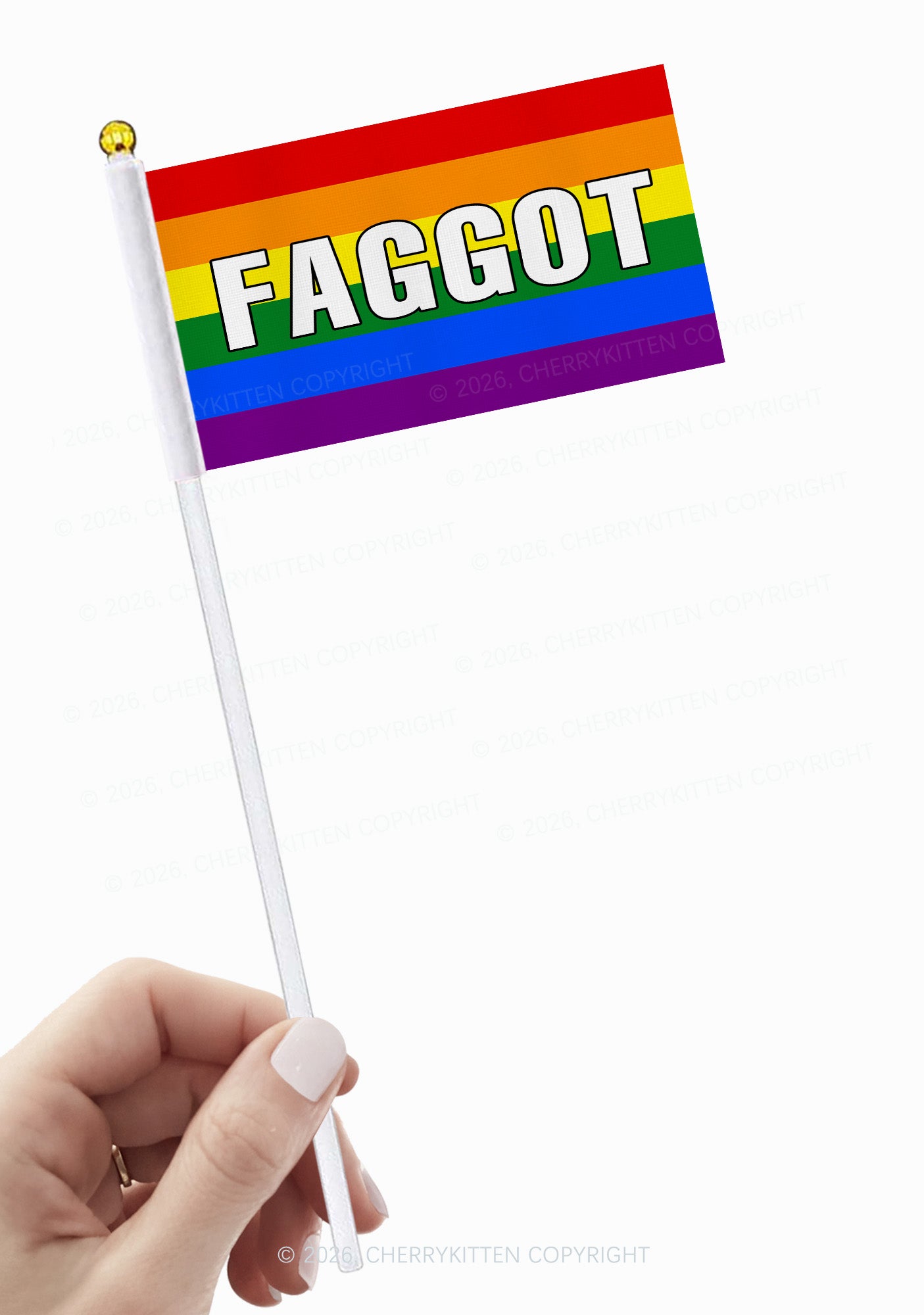 Rainbow Stripes Faggot Pride Y2K Hand Flags Cherrykitten