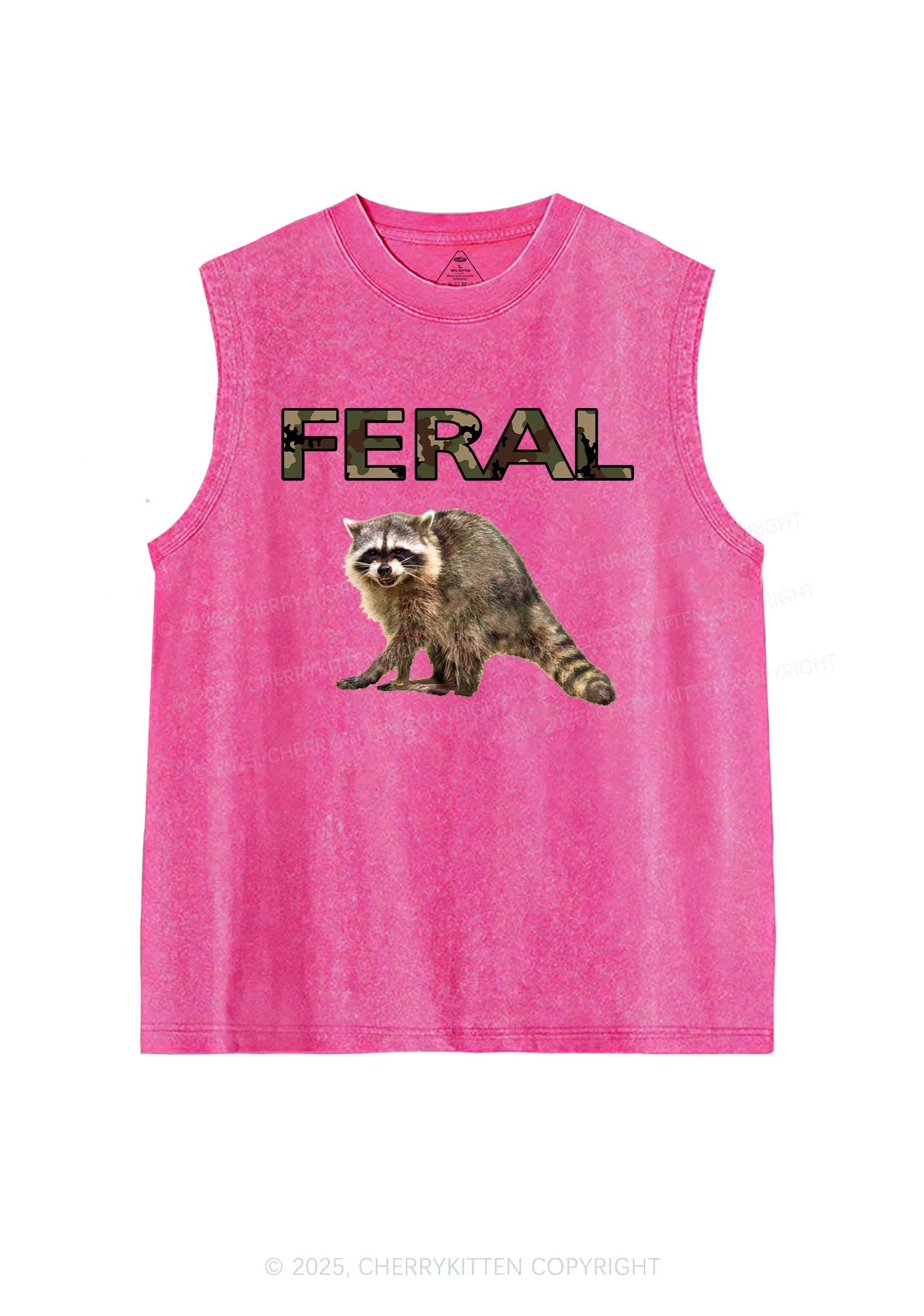 Feral Raccoon Y2K Washed Muscle Tank Cherrykitten
