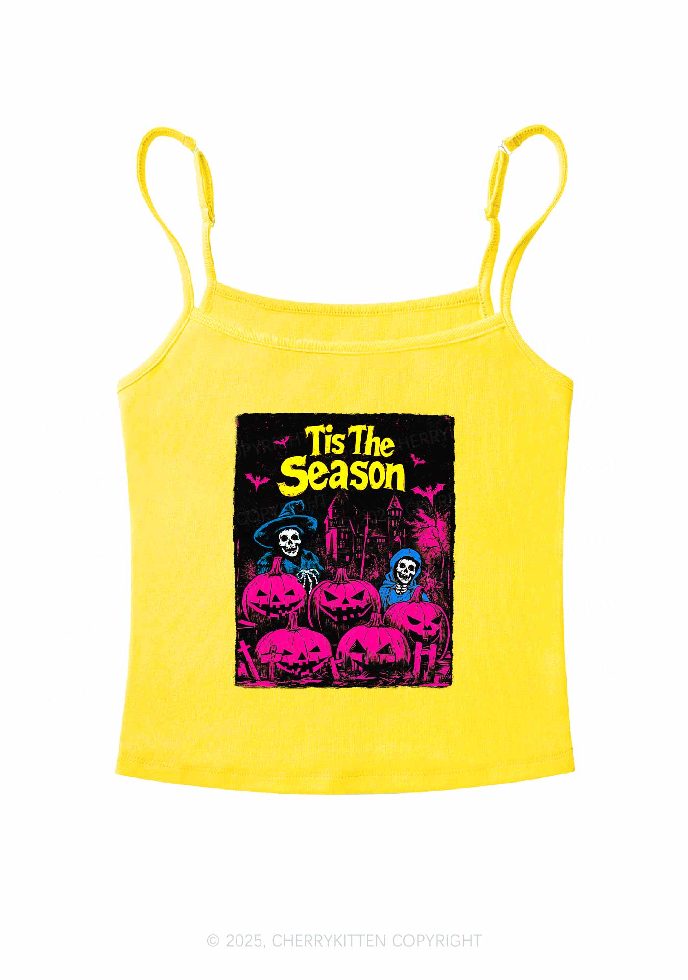 Halloween Tis The Season Skull Y2K Spaghetti Strap Cami Cherrykitten