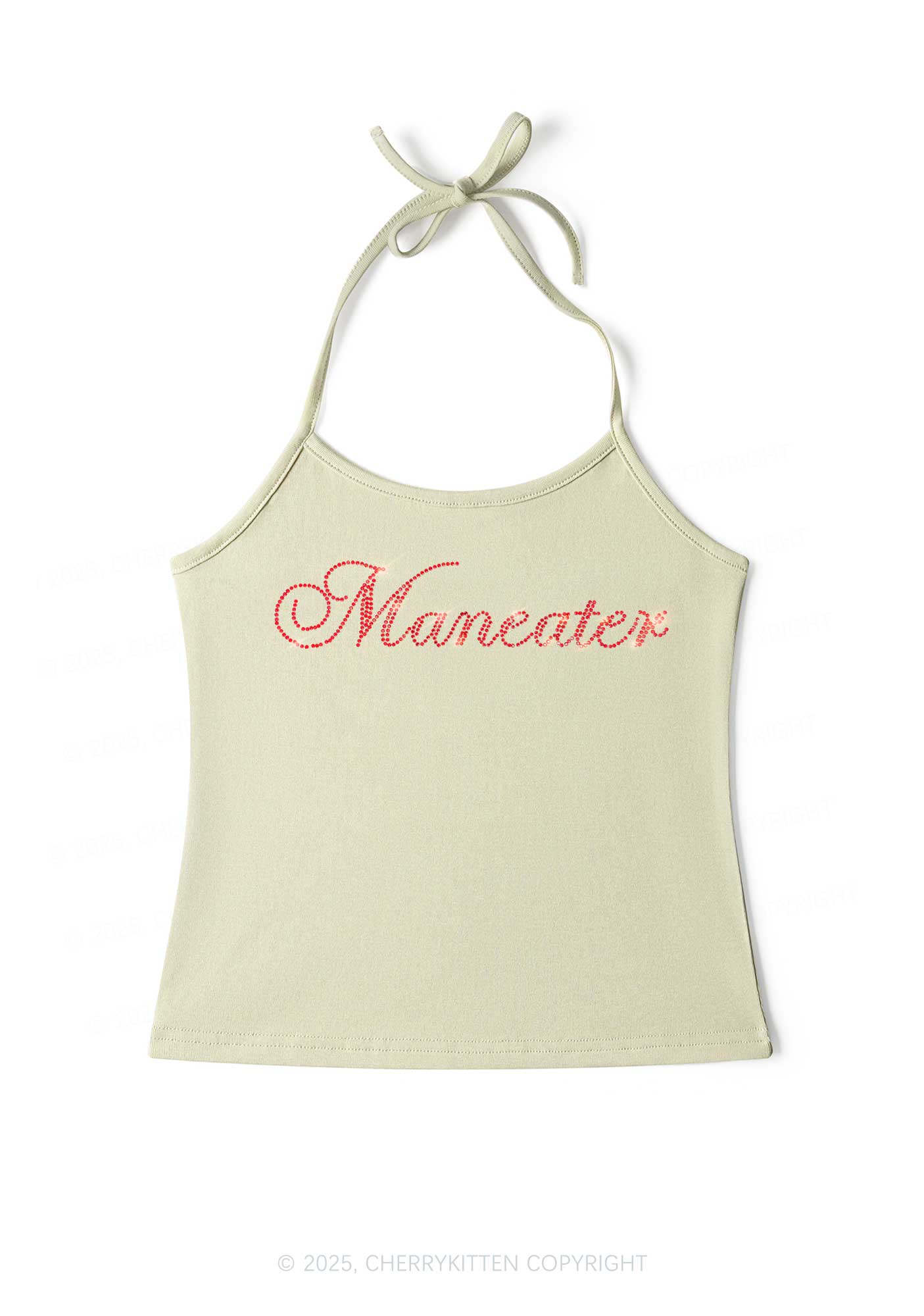 Rhinestone Maneater Y2K Halter Neck Cami Cherrykitten