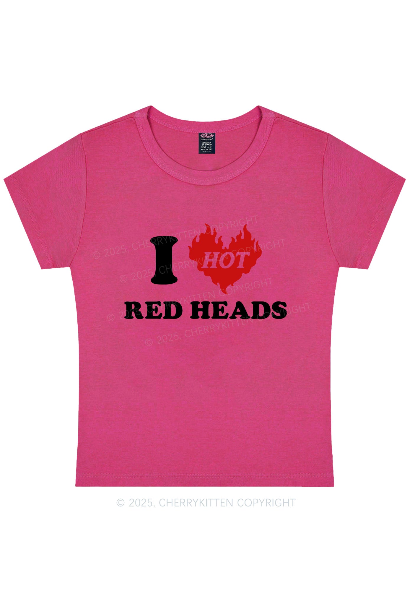 I Love Hot Red Heads Y2K Baby Tee Cherrykitten