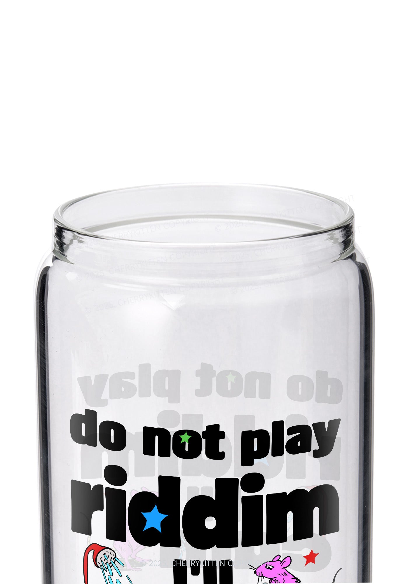 Do Not Play Riddim Y2K Printed Glass Cup Cherrykitten