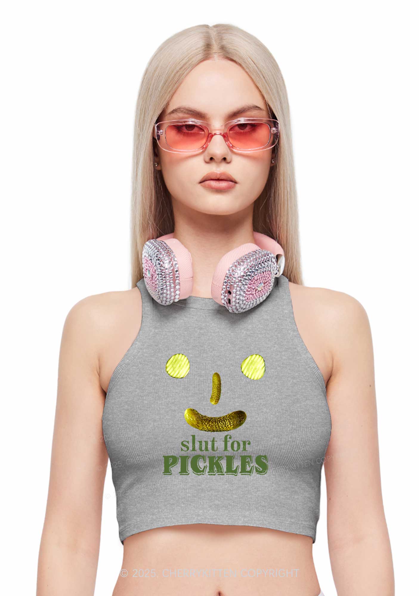 Slxt For Pickles Y2K Crop Tank Top Cherrykitten