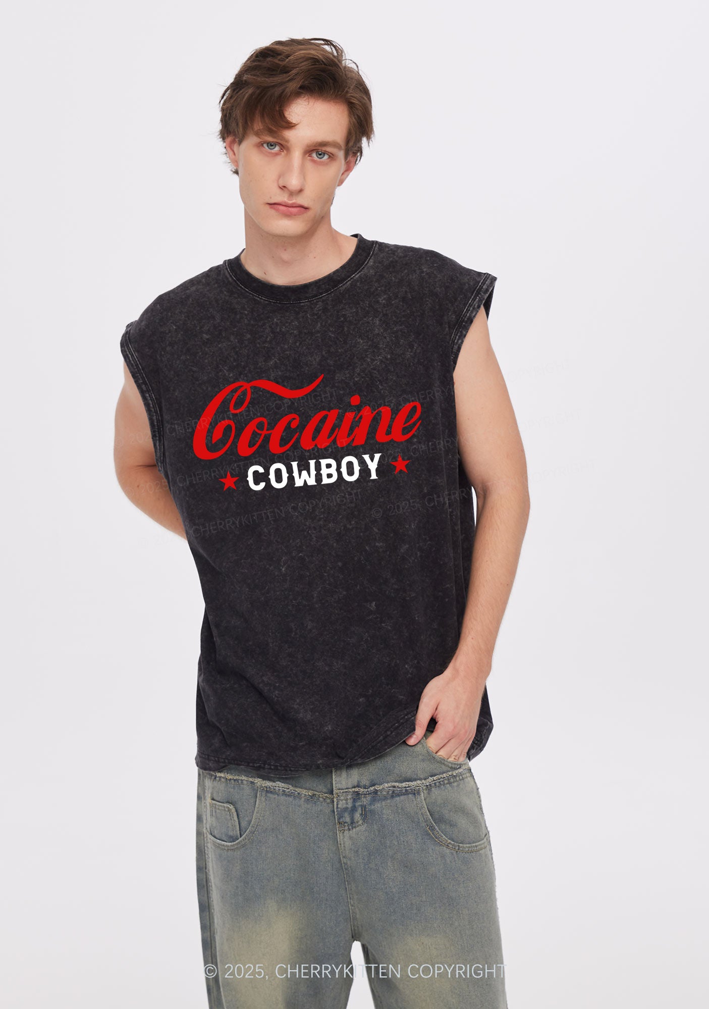 Cola Cowboy Y2K Washed Muscle Tank Cherrykitten