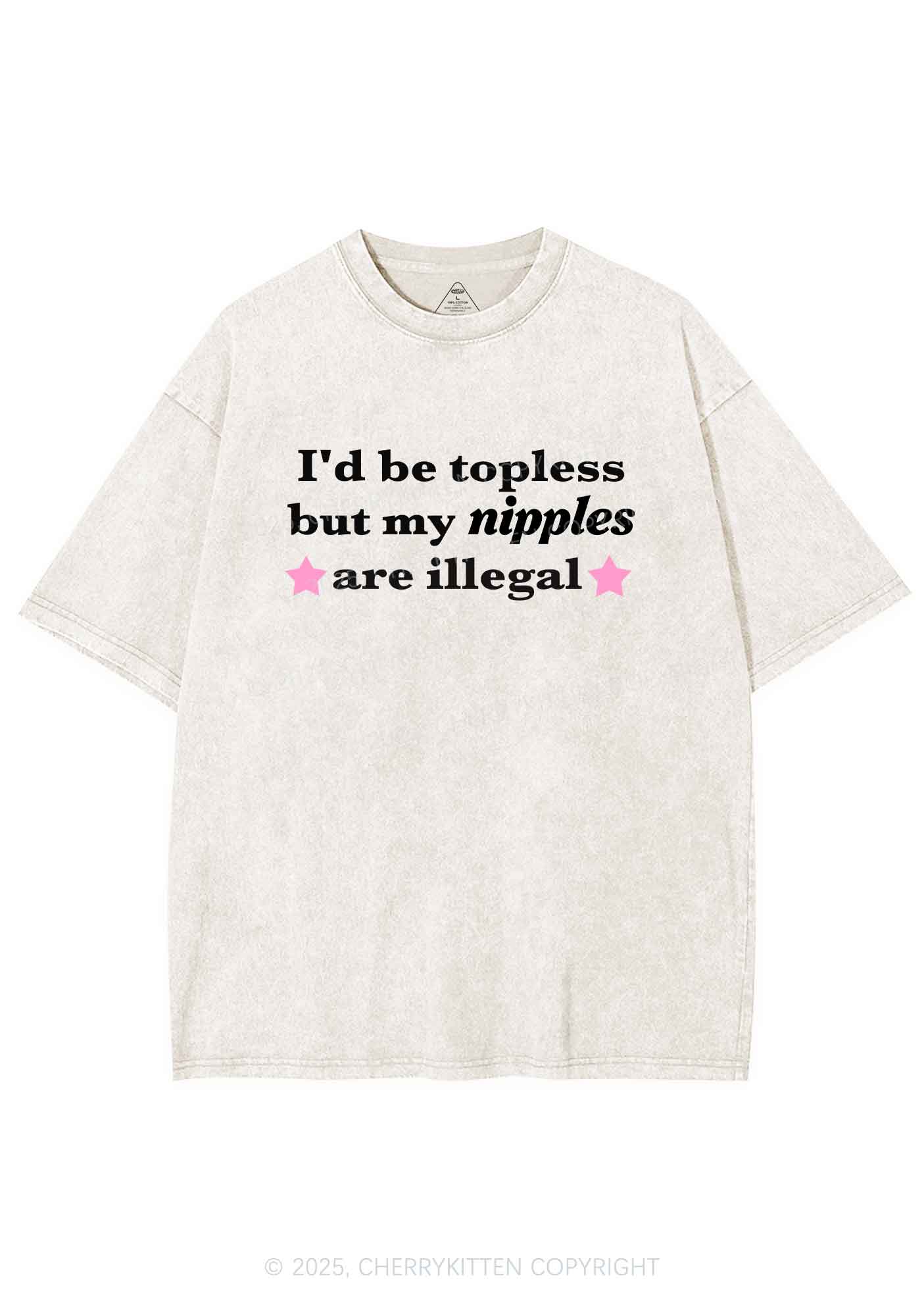 Nixxles Are Illegal Y2K Shirts Washed Tee Cherrykitten