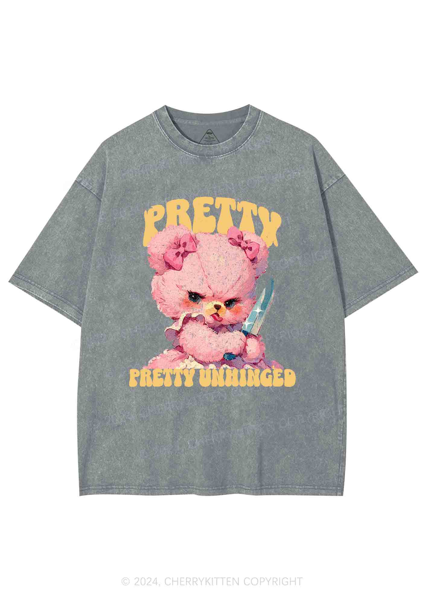 Pretty Unhinged Bear Y2K Washed Tee Cherrykitten