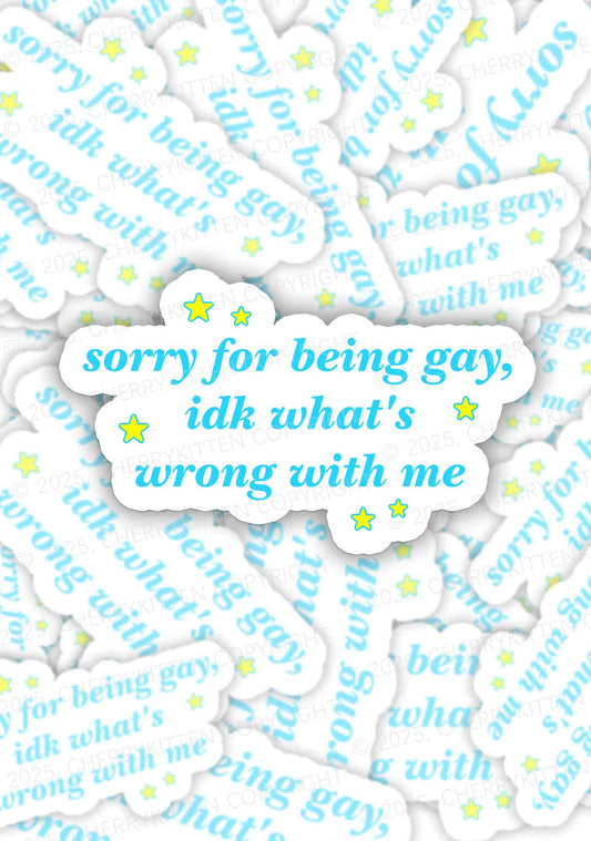 Sorry For Being Gay Pride 1Pc Y2K Sticker Cherrykitten