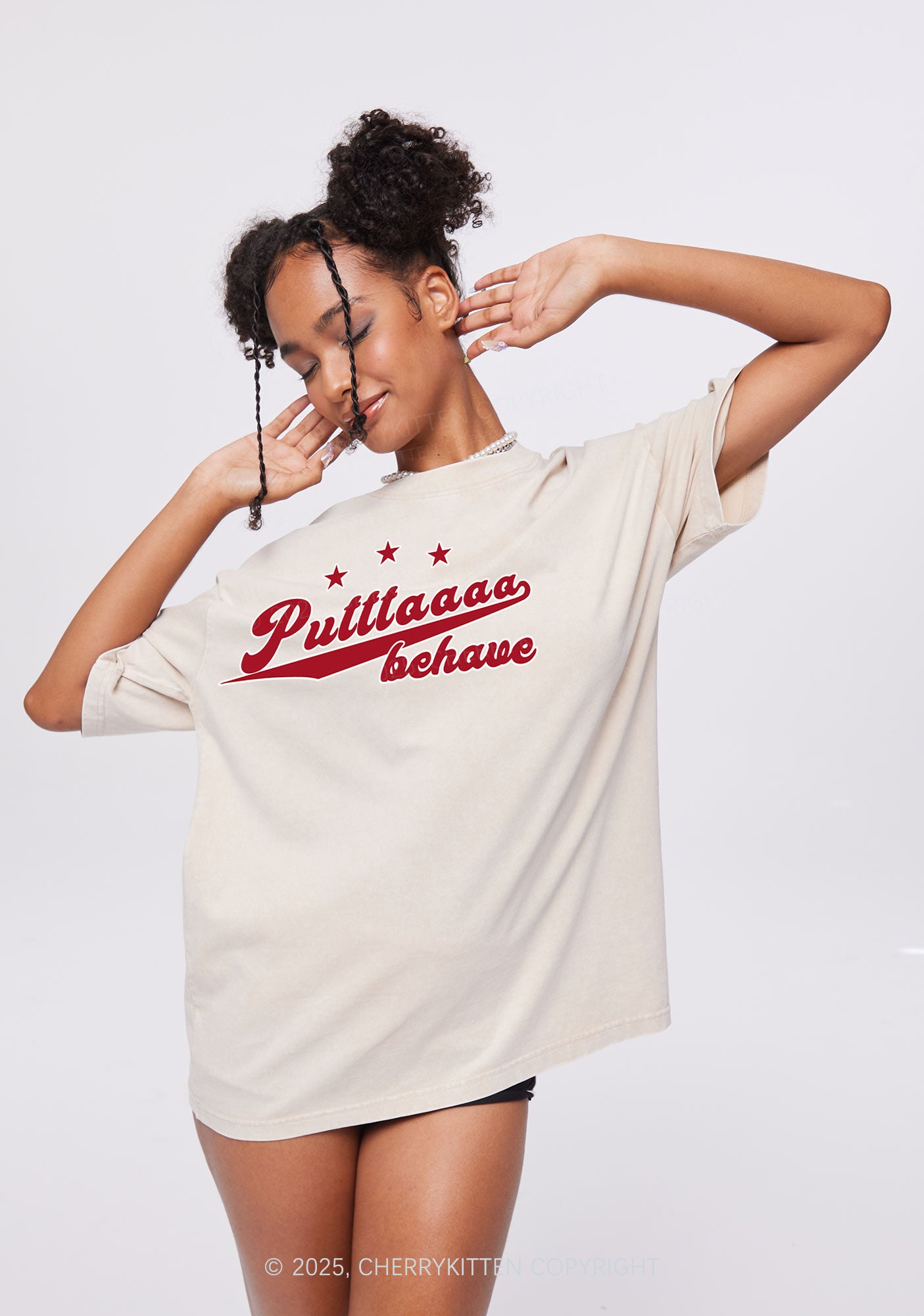 Putttaaaa Behave Y2K Shirts Washed Tee Cherrykitten