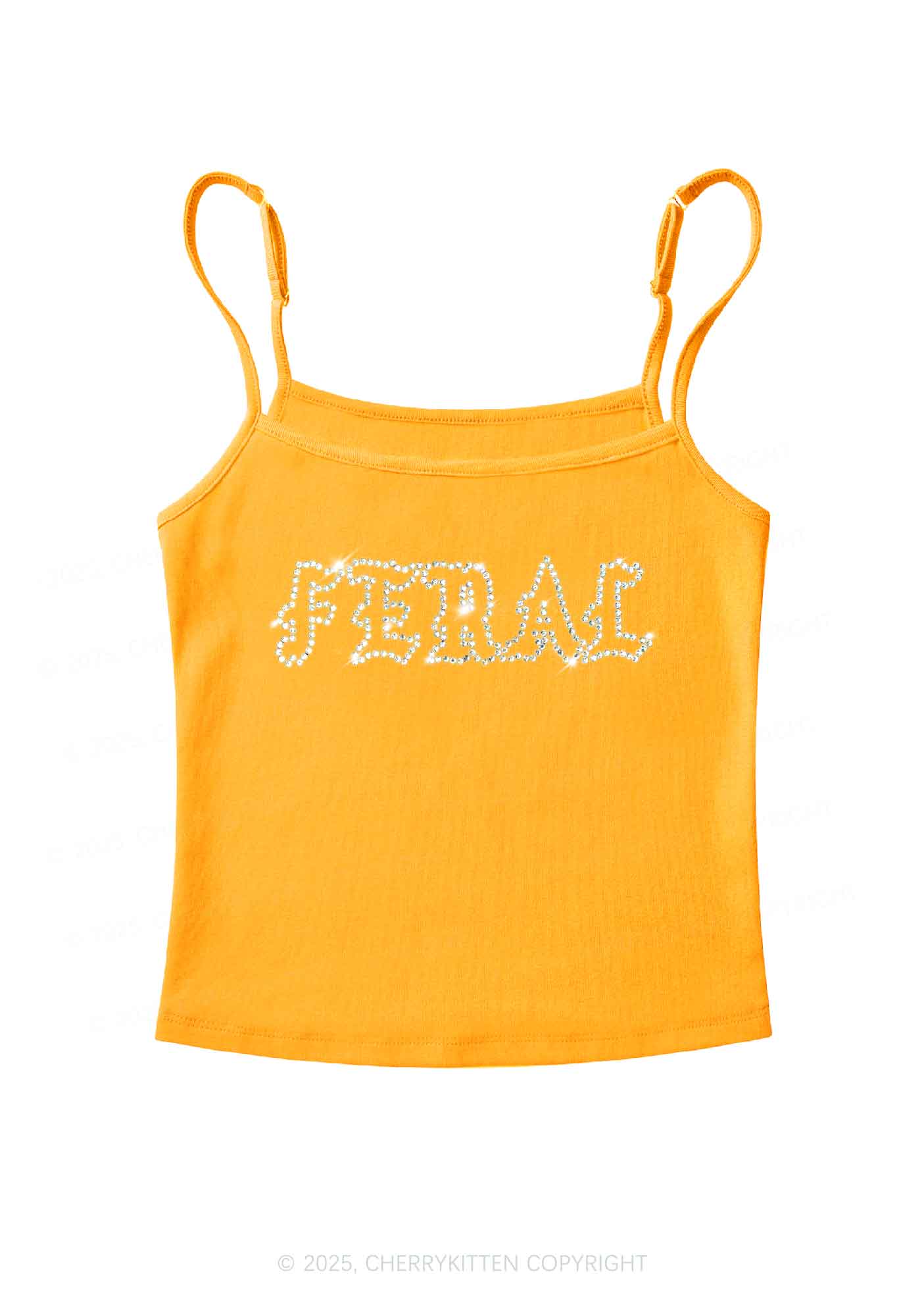 Rhinestone Feral Y2K Spaghetti Strap Cami Cherrykitten