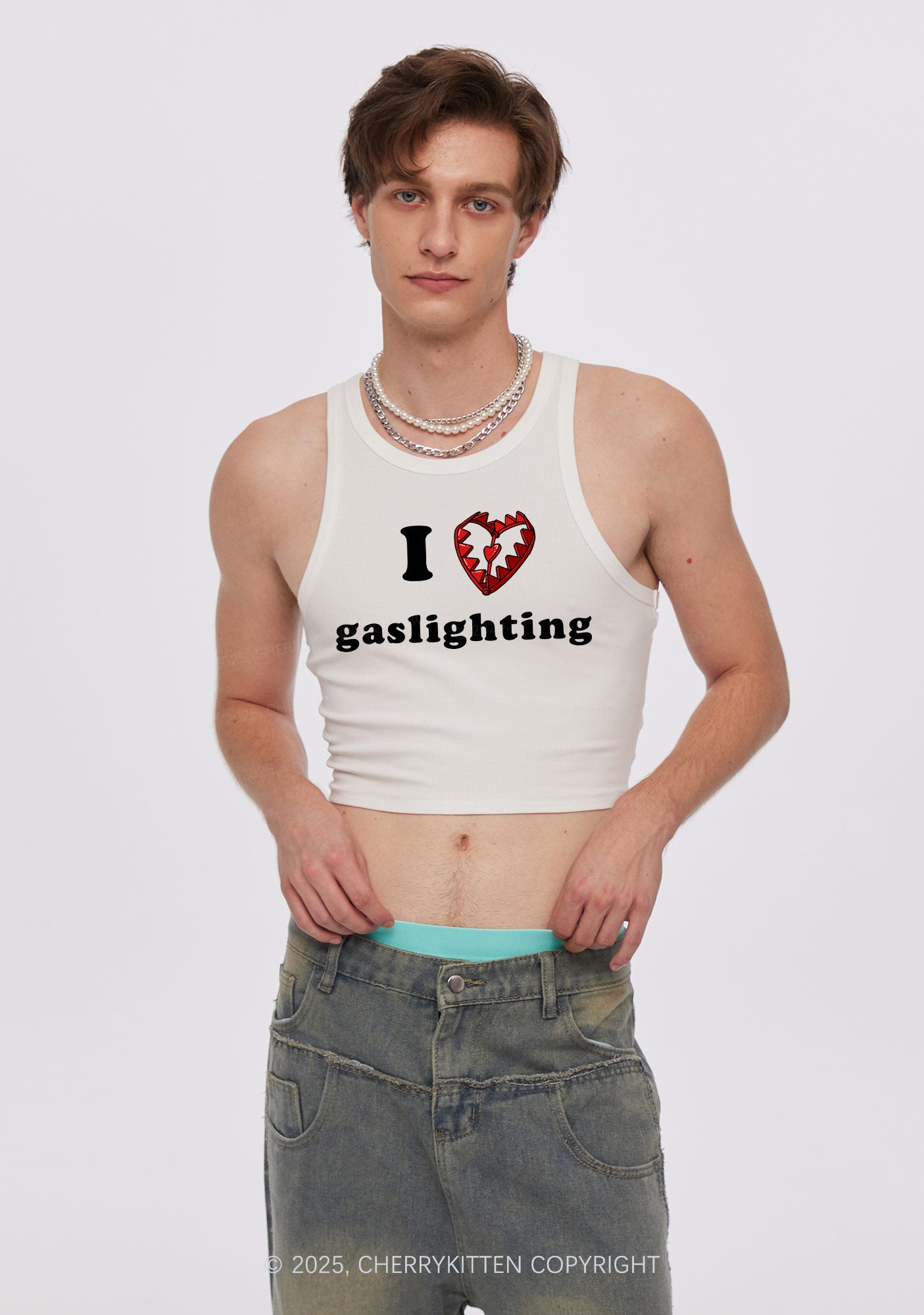 Love Gaslighting Y2K Crop Tank Top Cherrykitten