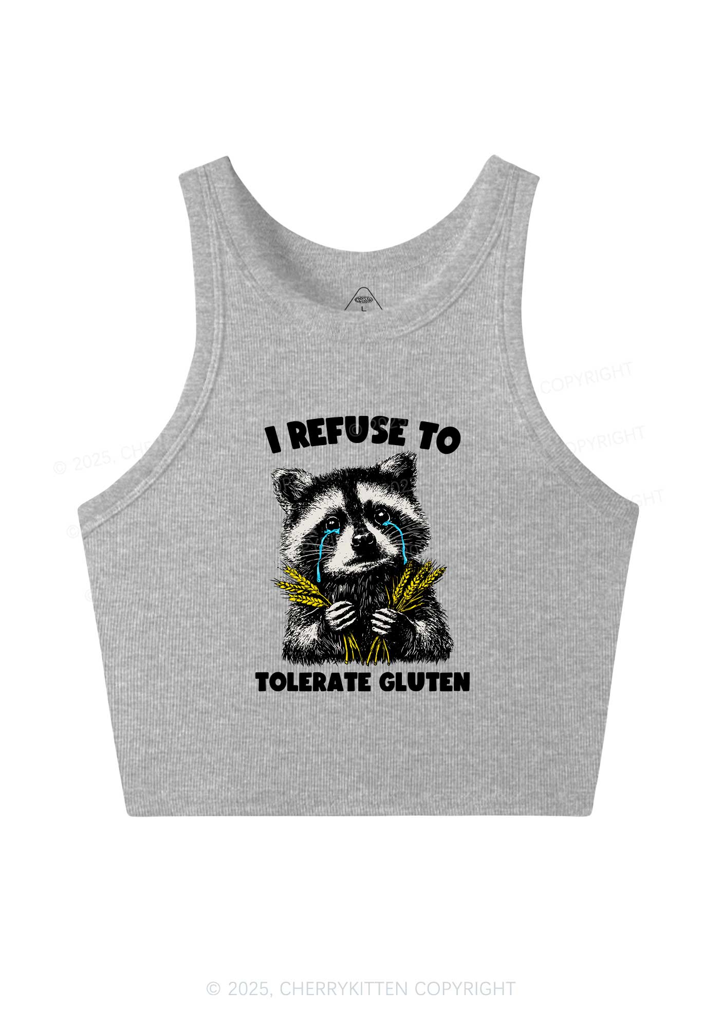 Refuse To Tolerate Gluten Y2K Crop Tank Top Cherrykitten