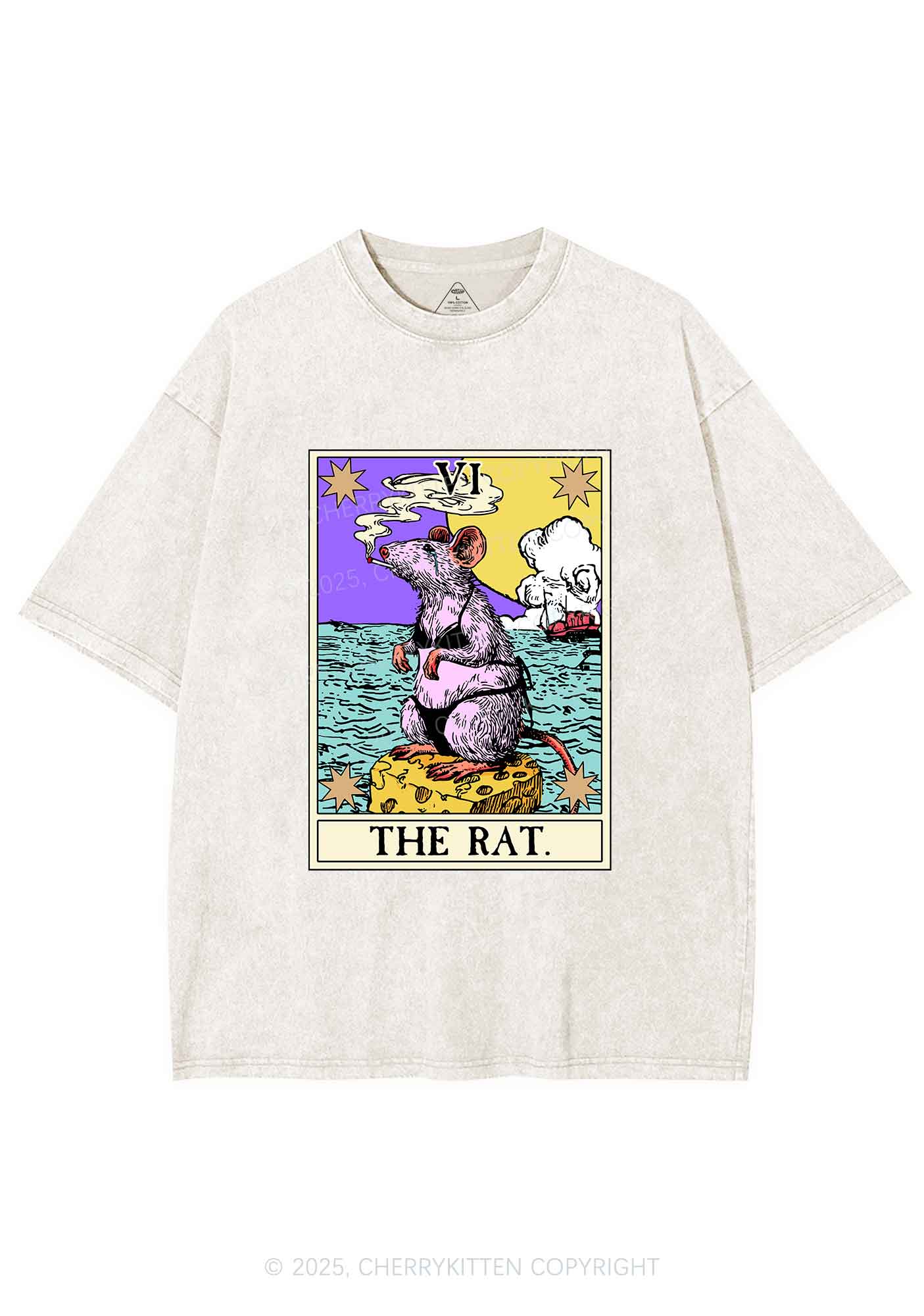 The Rat Smoking Y2K Shirts Washed Tee Cherrykitten