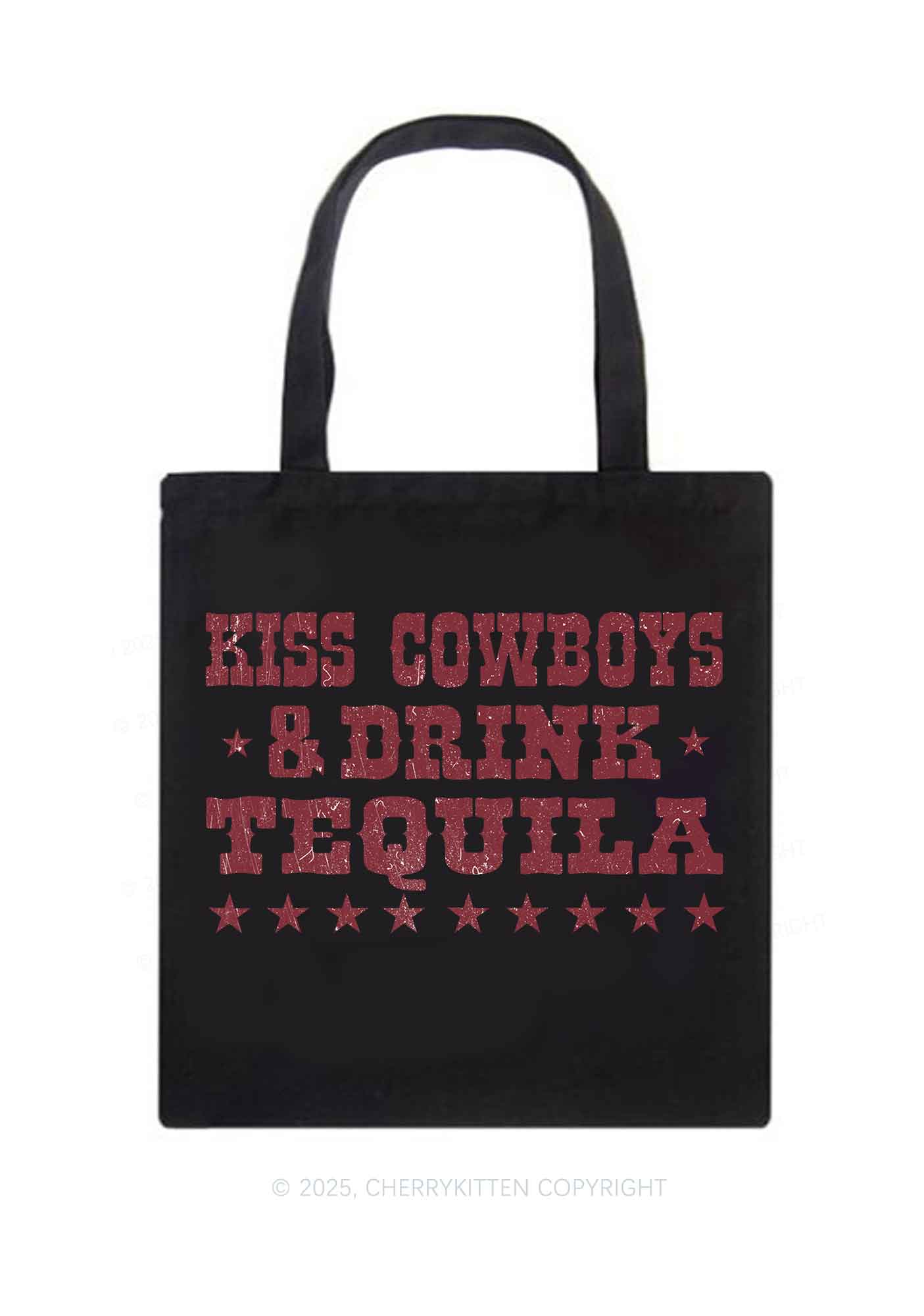 Kiss Cowboys Y2K Canvas Tote Bag Cherrykitten