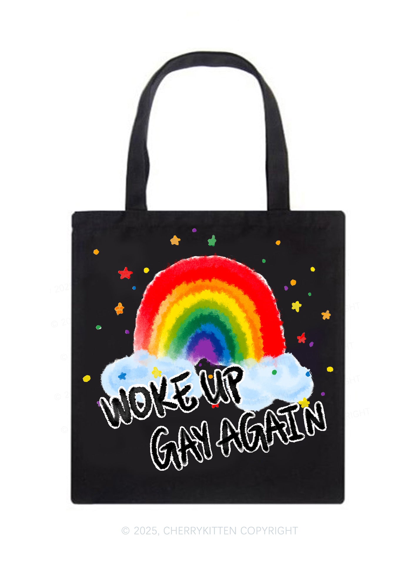 Woke Up Gay Again Y2K Canvas Tote Bag Cherrykitten