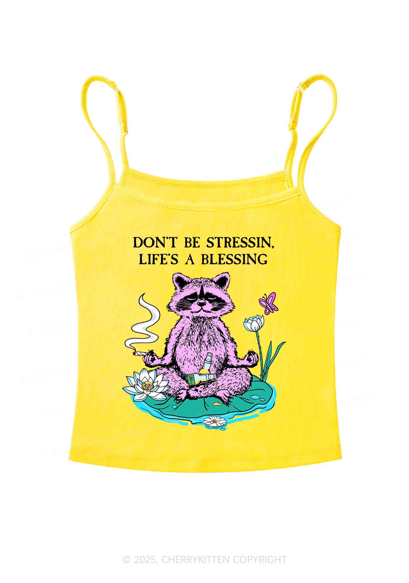 Dont Stress Raccoon Y2K Spaghetti Strap Cami Cherrykitten