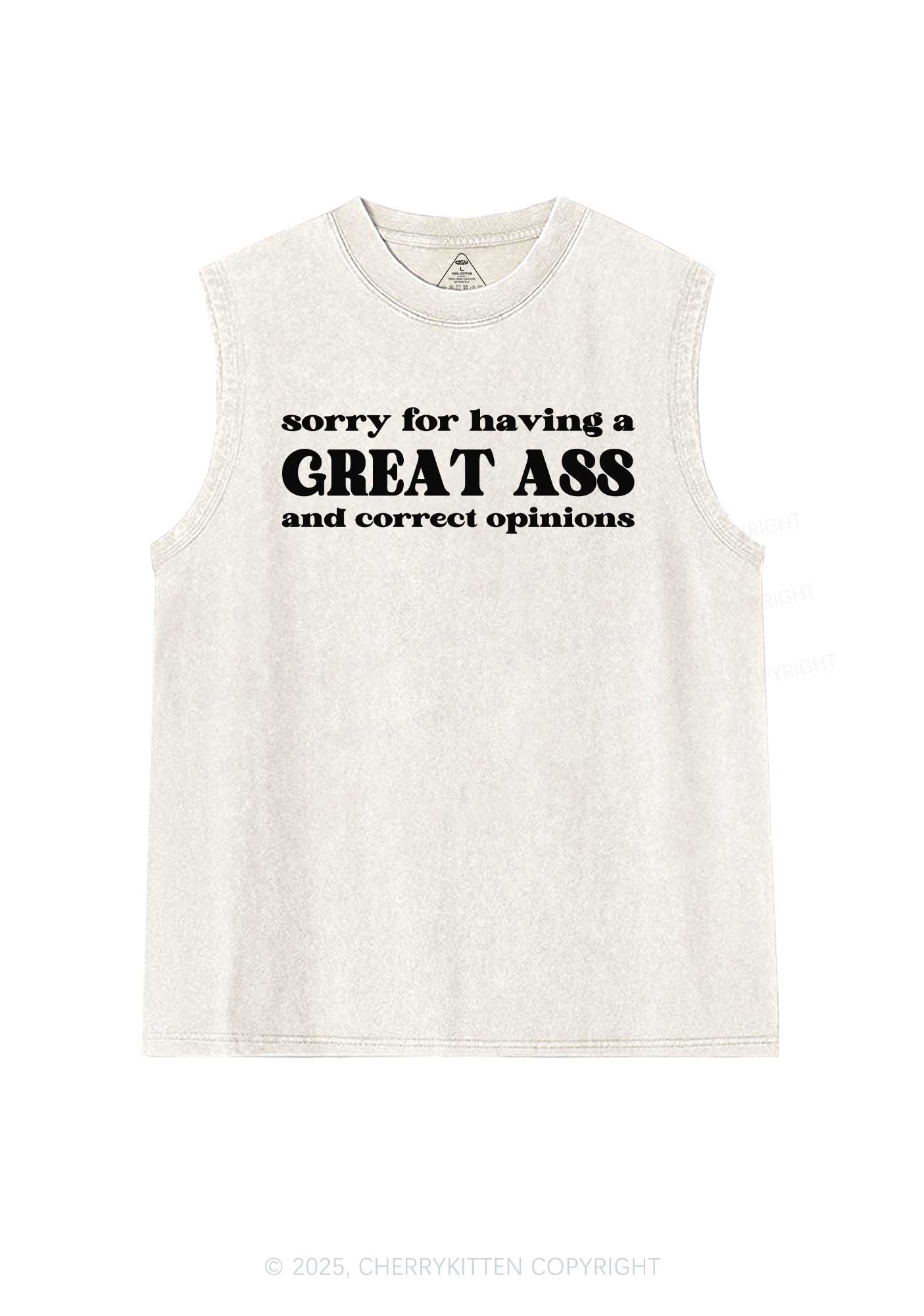 Sorry For Having Great Axx Y2K Washed Muscle Tank Cherrykitten